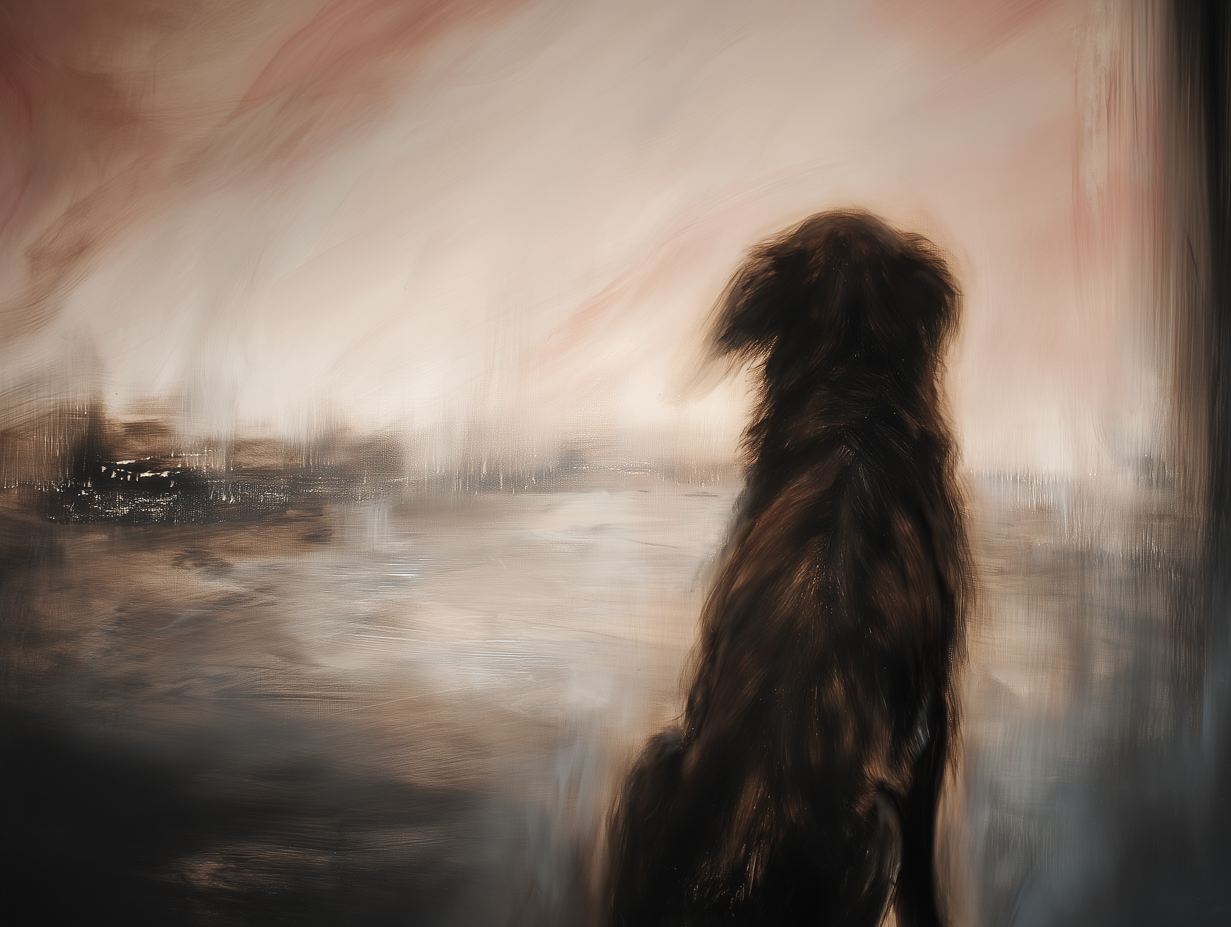 Artwork — golden retriever abstract surreal abstract painting 02