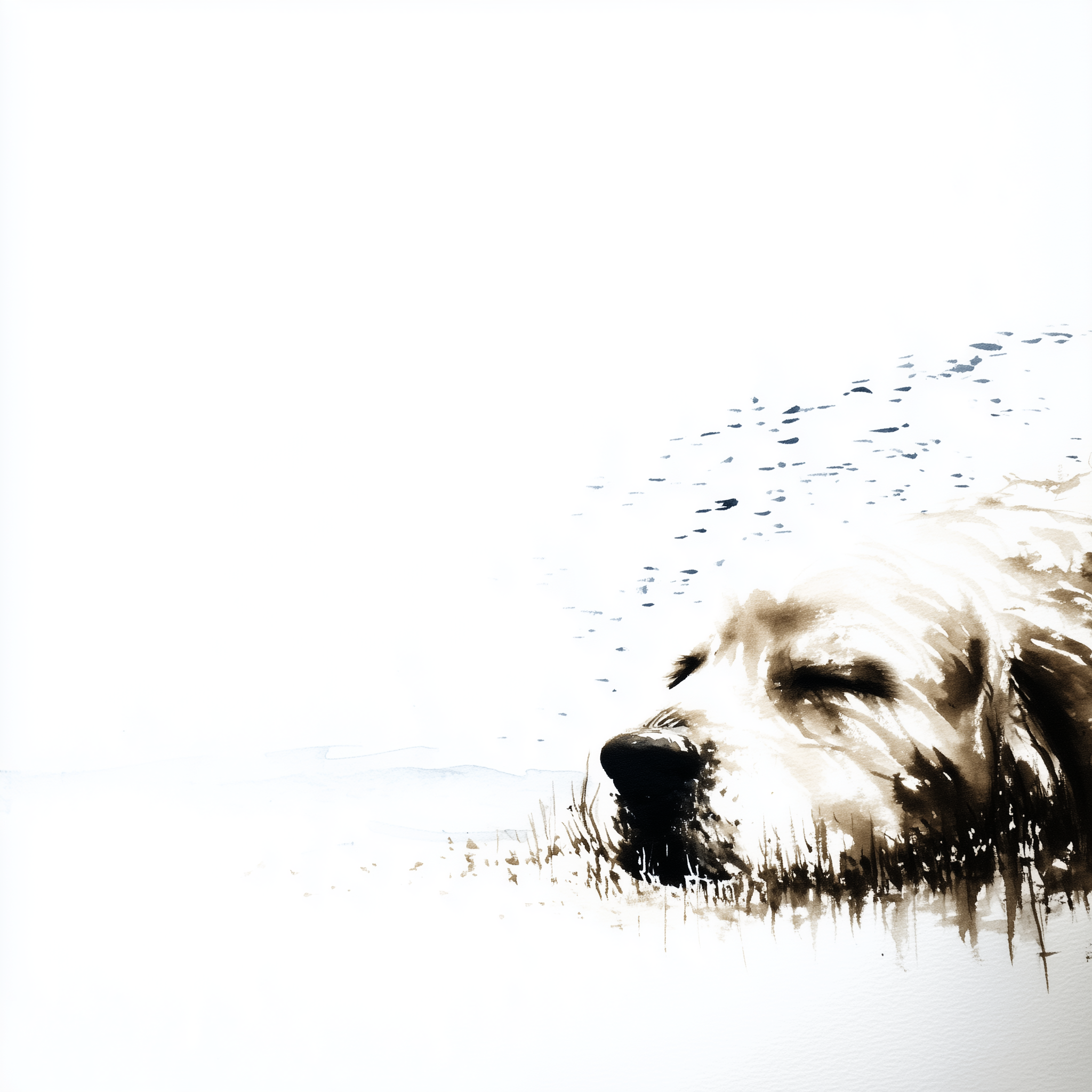 Artwork — golden retriever calm companion serene watercolor 01