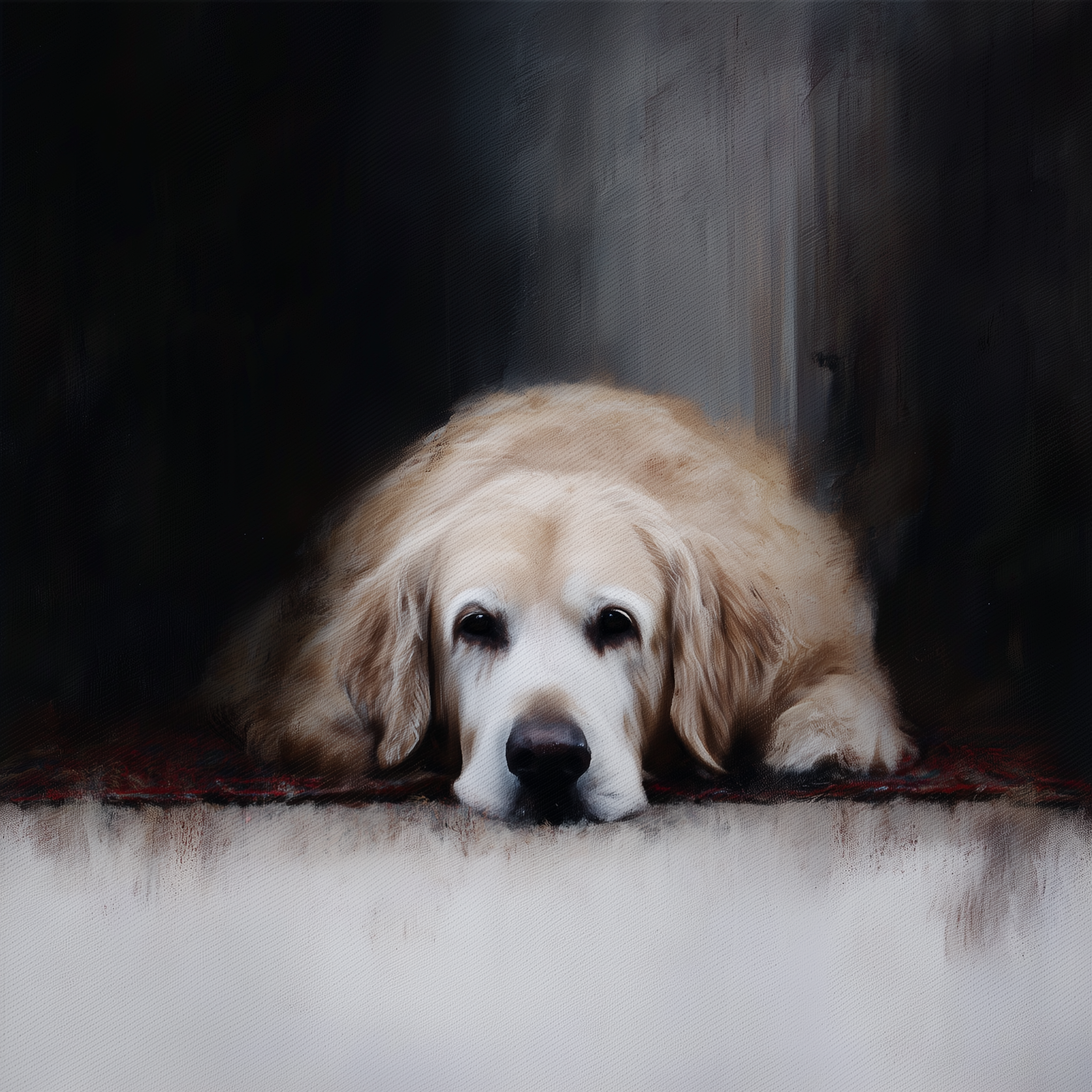 Artwork — golden retriever elderly dog gentle watercolor 02