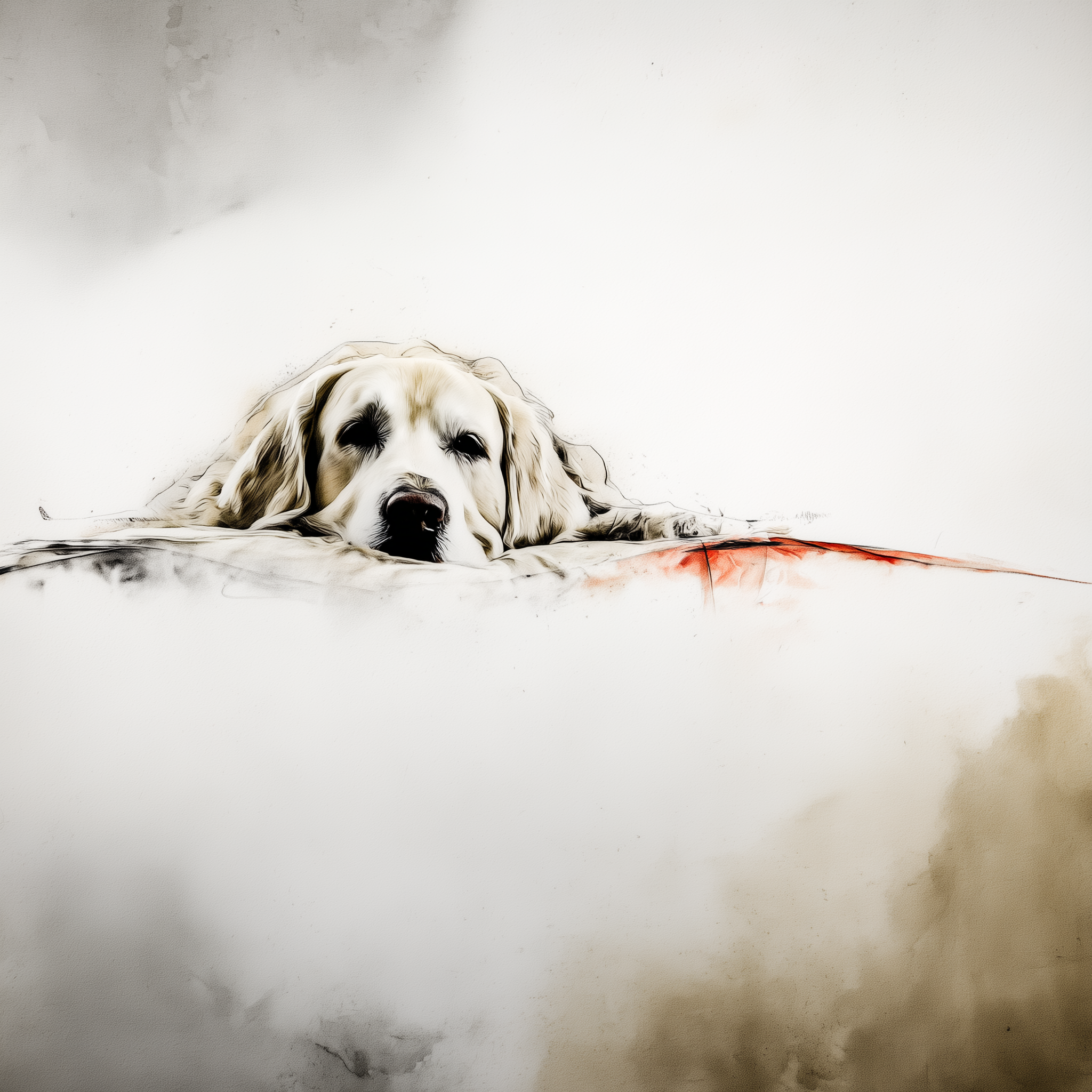Artwork — golden retriever elderly dog gentle watercolor 03
