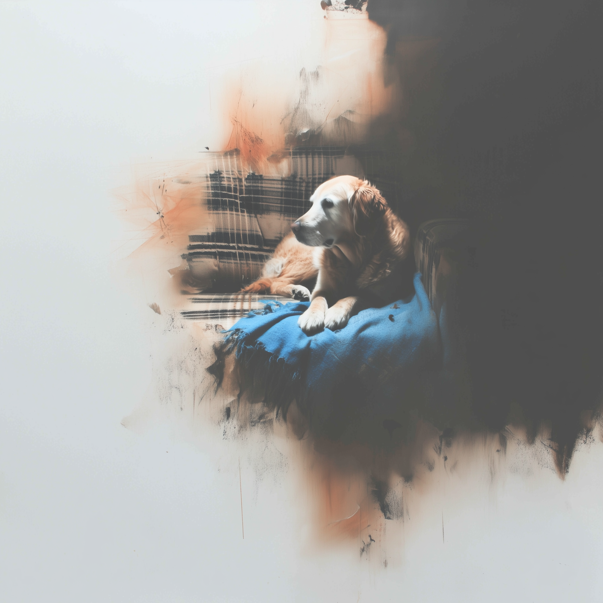 Artwork — golden retriever elderly dog gentle watercolor 04