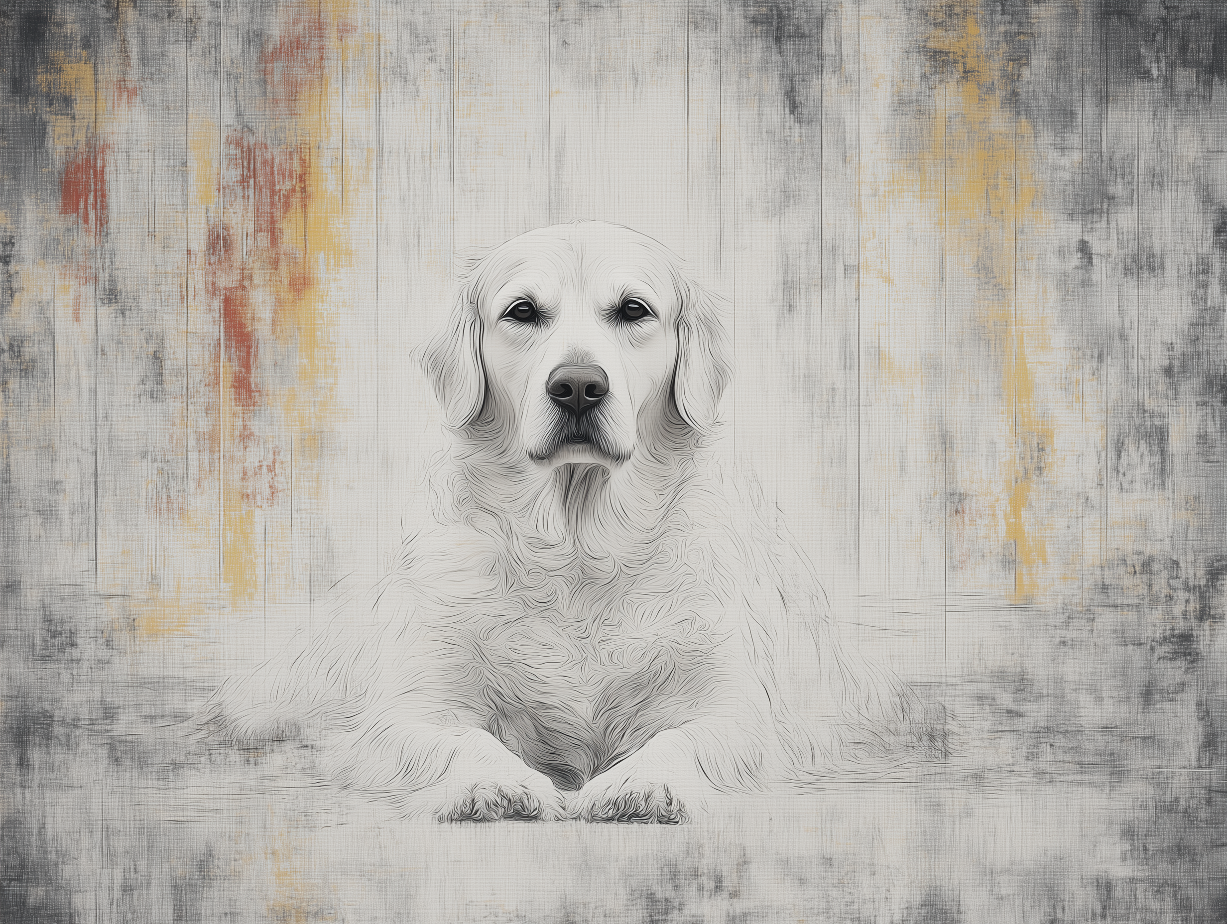 Artwork — golden retriever elderly dog gentle watercolor 08