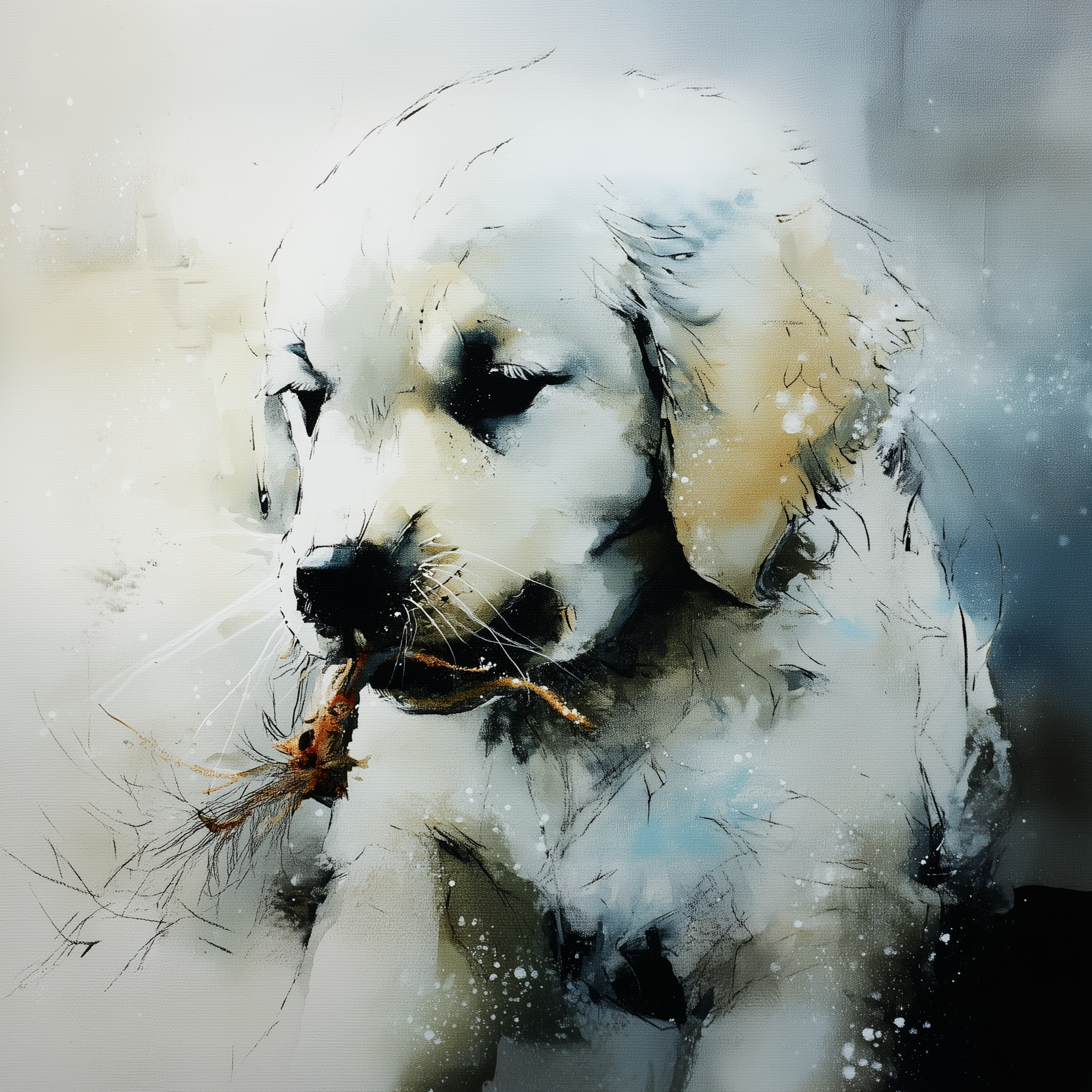 Artwork — golden retriever english cream gentle watercolor 02