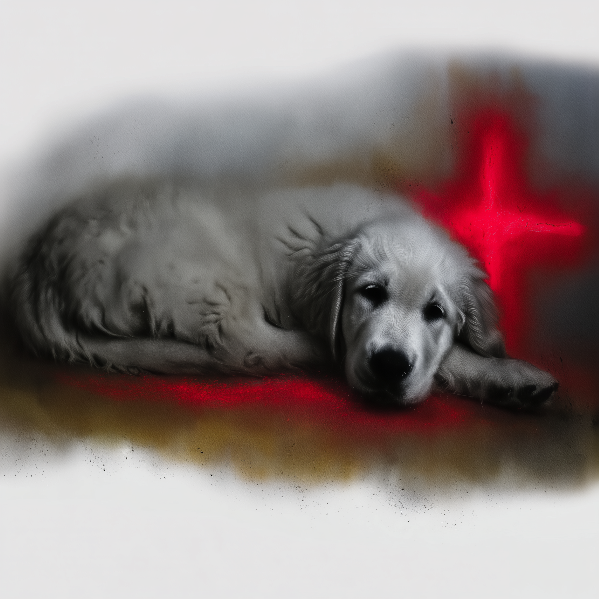 Artwork — golden retriever english cream portrait delicate watercolor 01