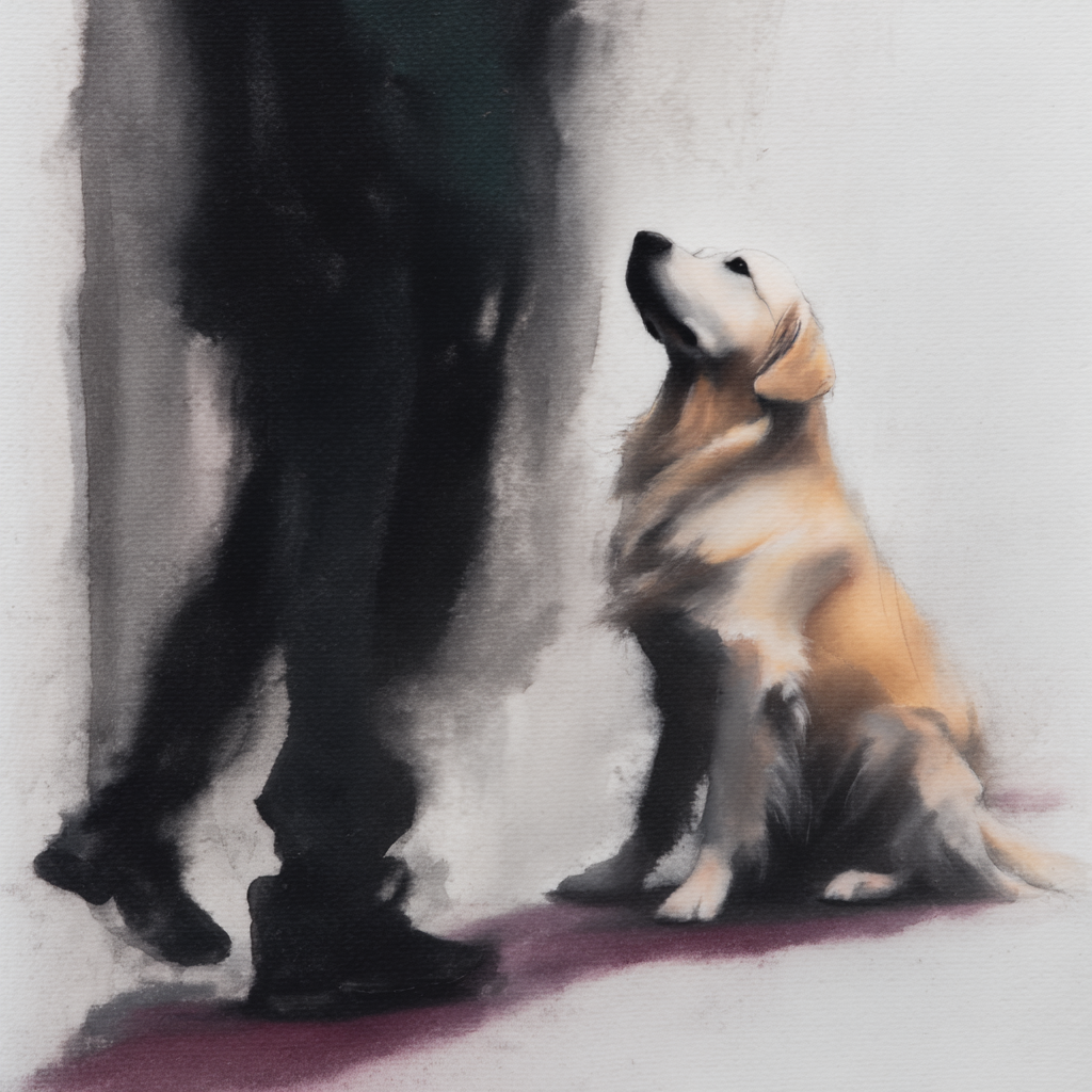 Artwork — golden retriever english cream portrait ghostly watercolor 01