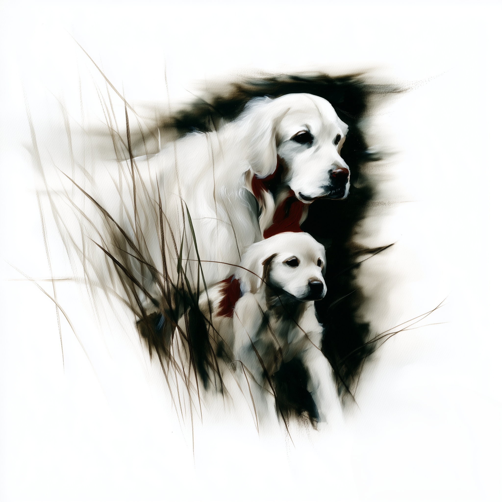 Artwork — golden retriever mature dog dignified watercolor 02