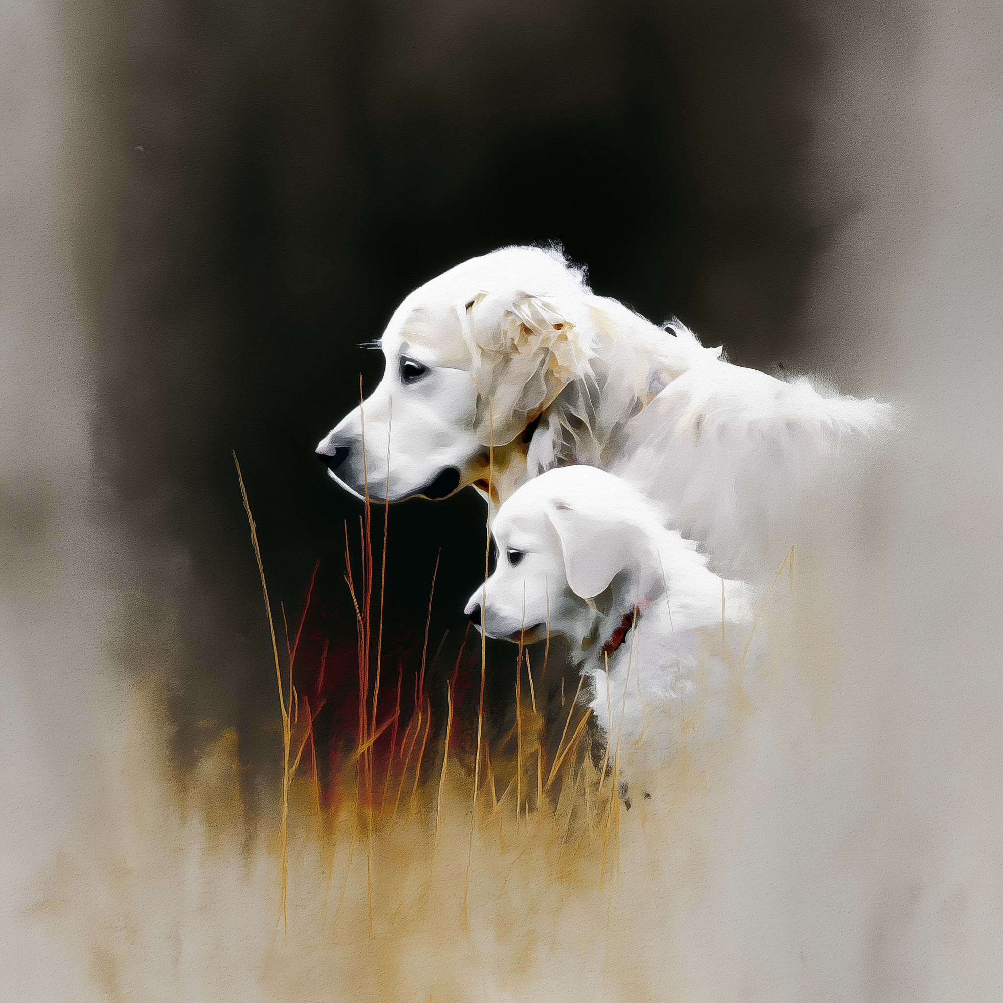 Artwork — golden retriever mature dog dignified watercolor 04