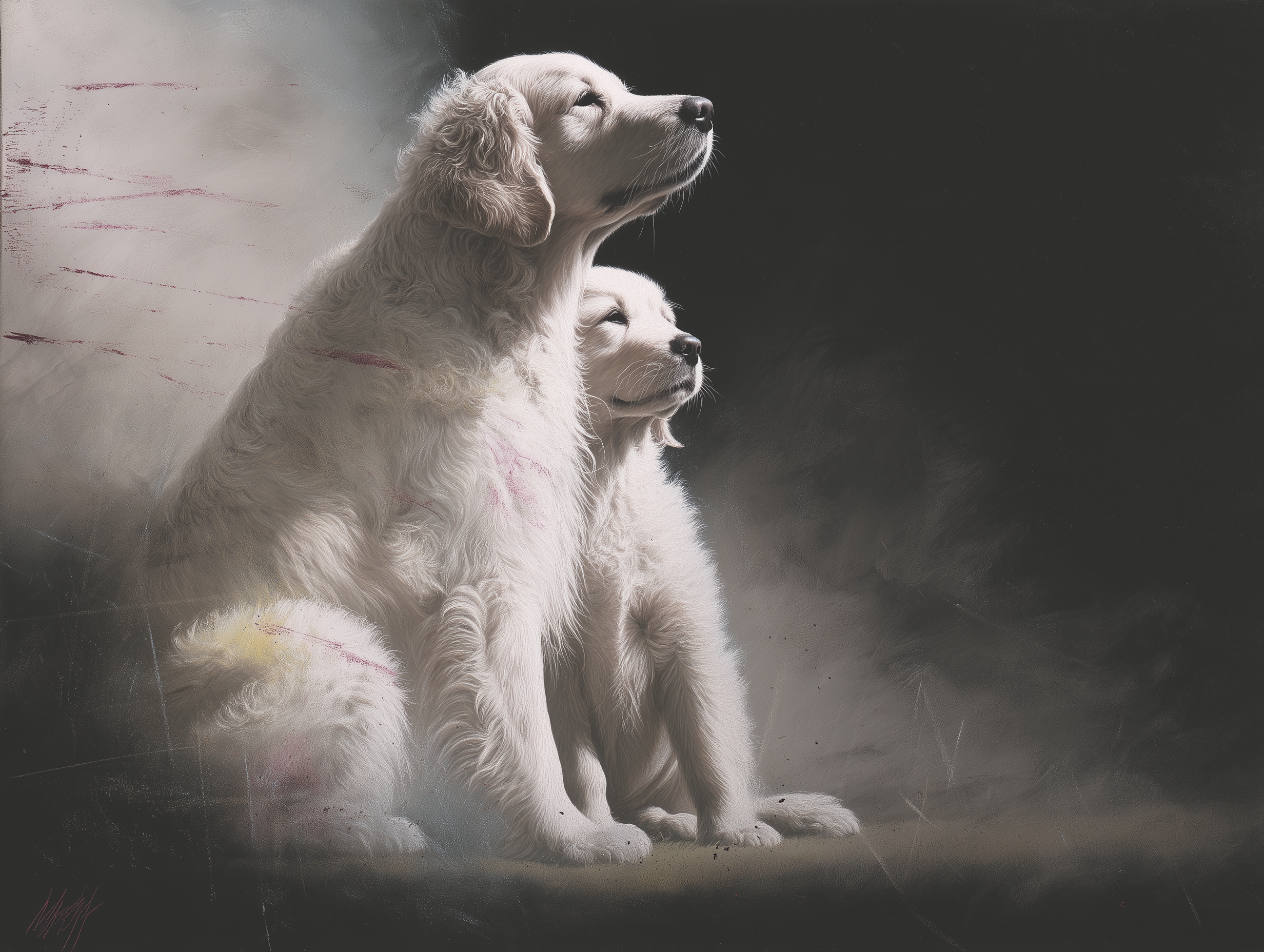 Artwork — golden retriever mature dog reflective watercolor 01