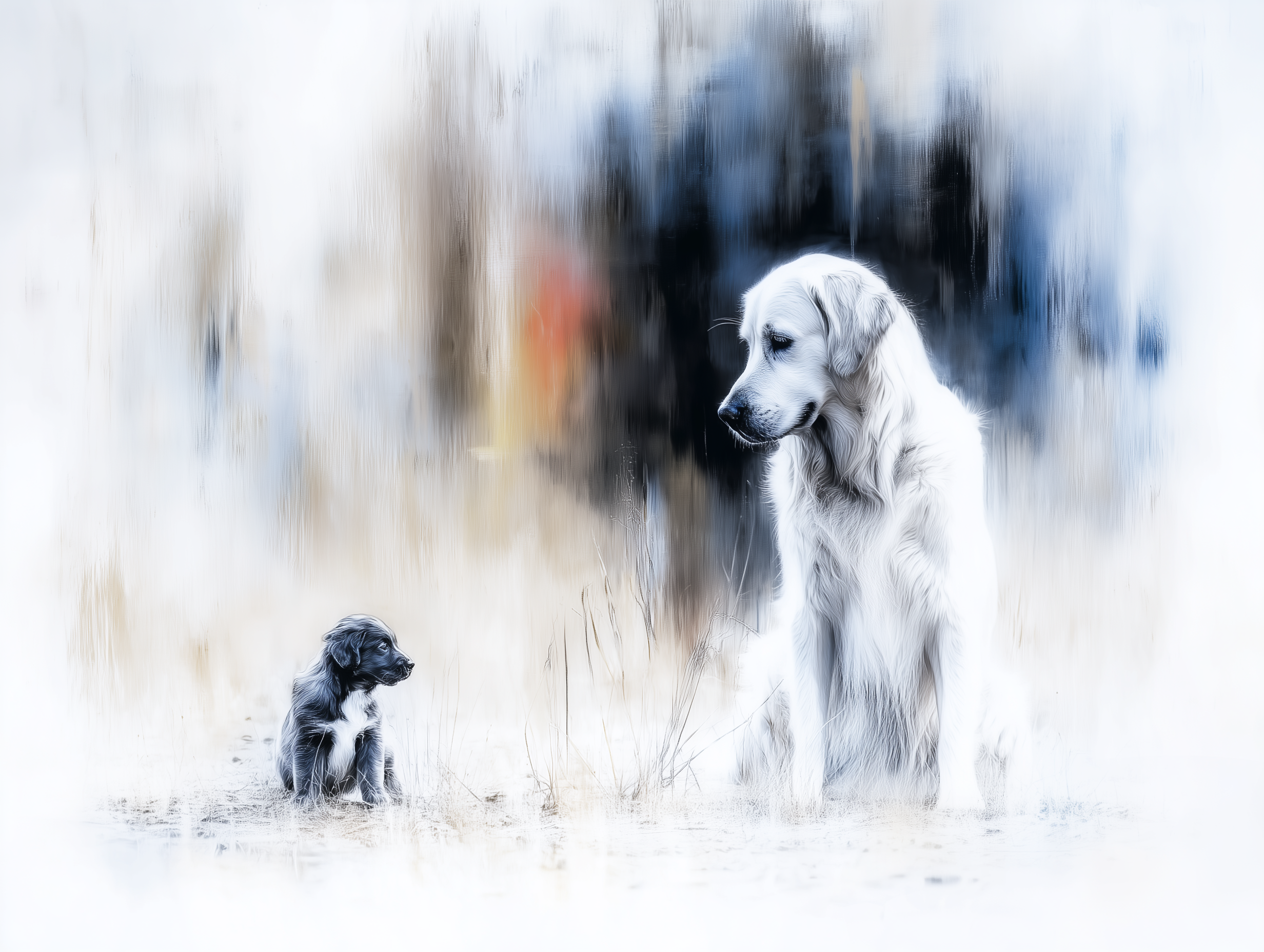 Artwork — golden retriever mature dog reflective watercolor 02
