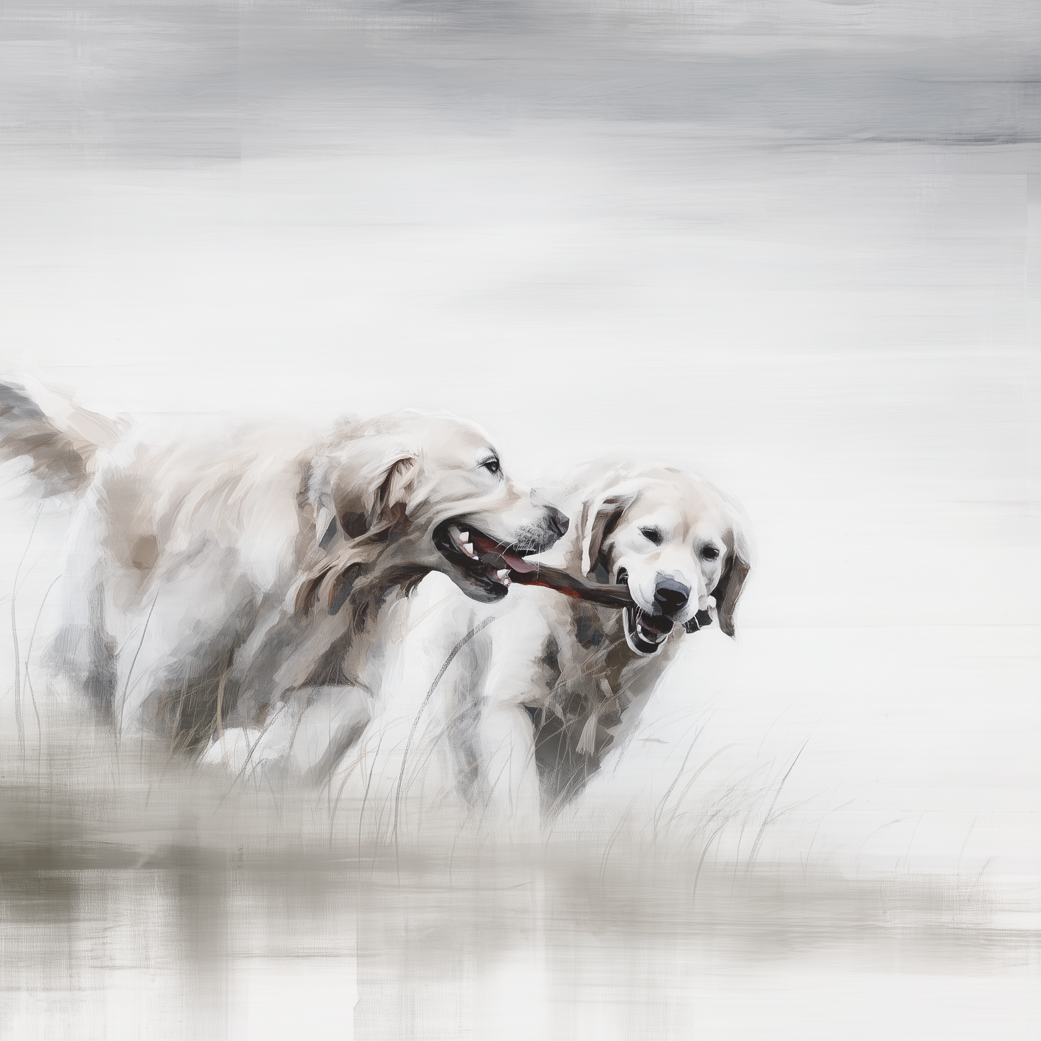 Artwork — golden retriever mentor pair peaceful watercolor 01