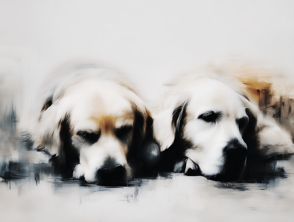 Artwork — golden retriever mentor pair peaceful watercolor 02