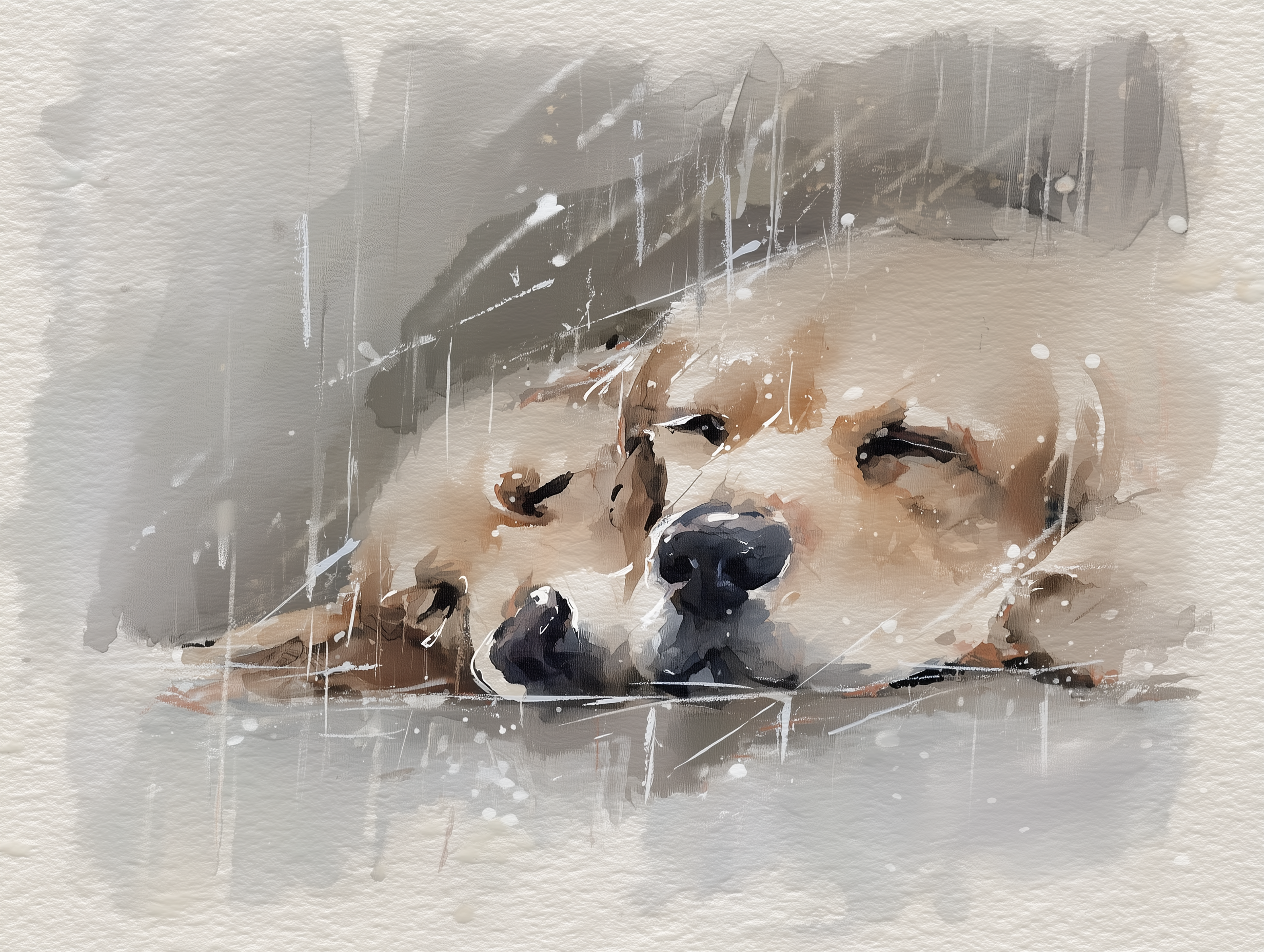 Artwork — golden retriever mentor pair peaceful watercolor 03
