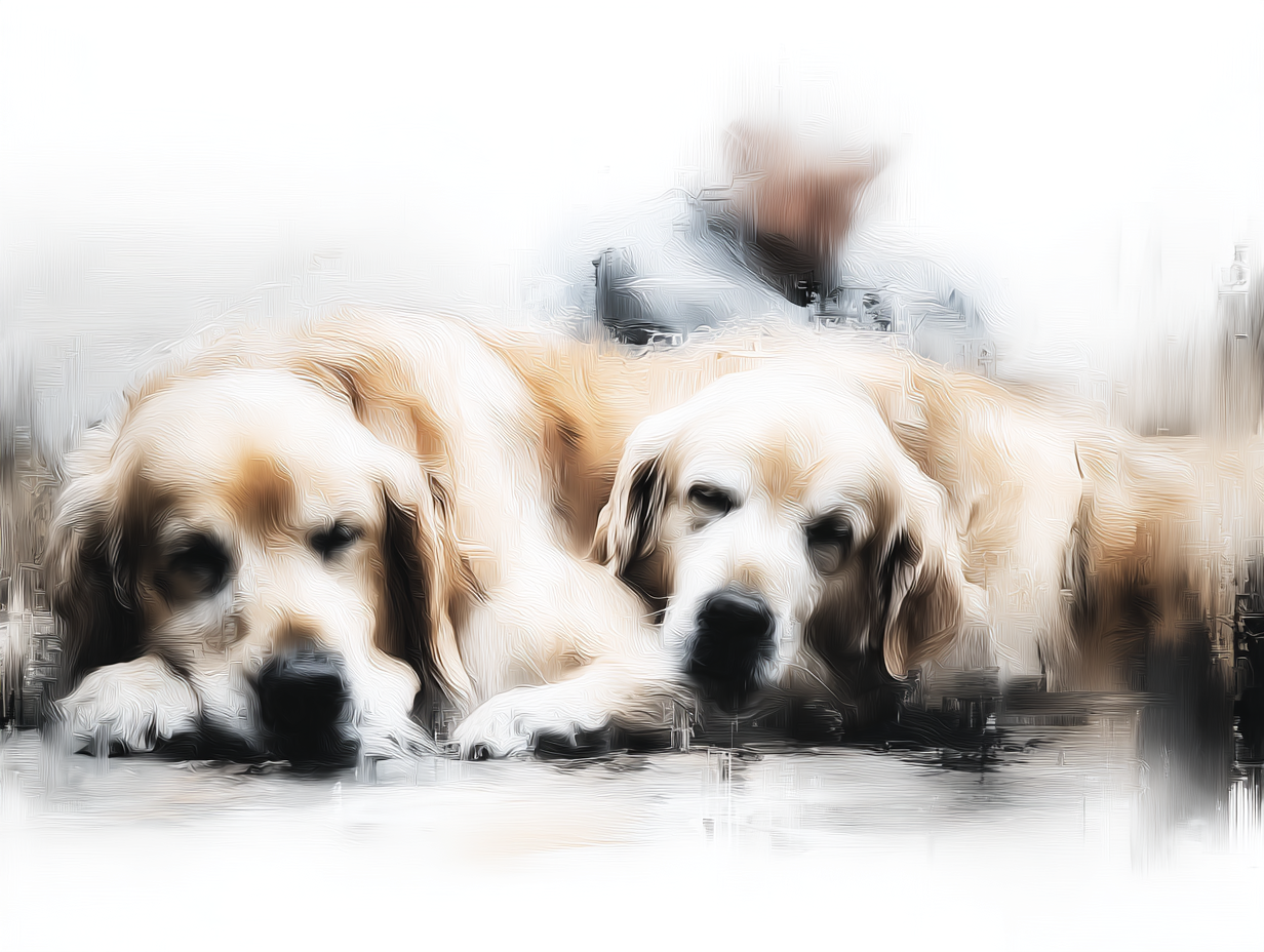 Artwork — golden retriever mentor pair peaceful watercolor 09