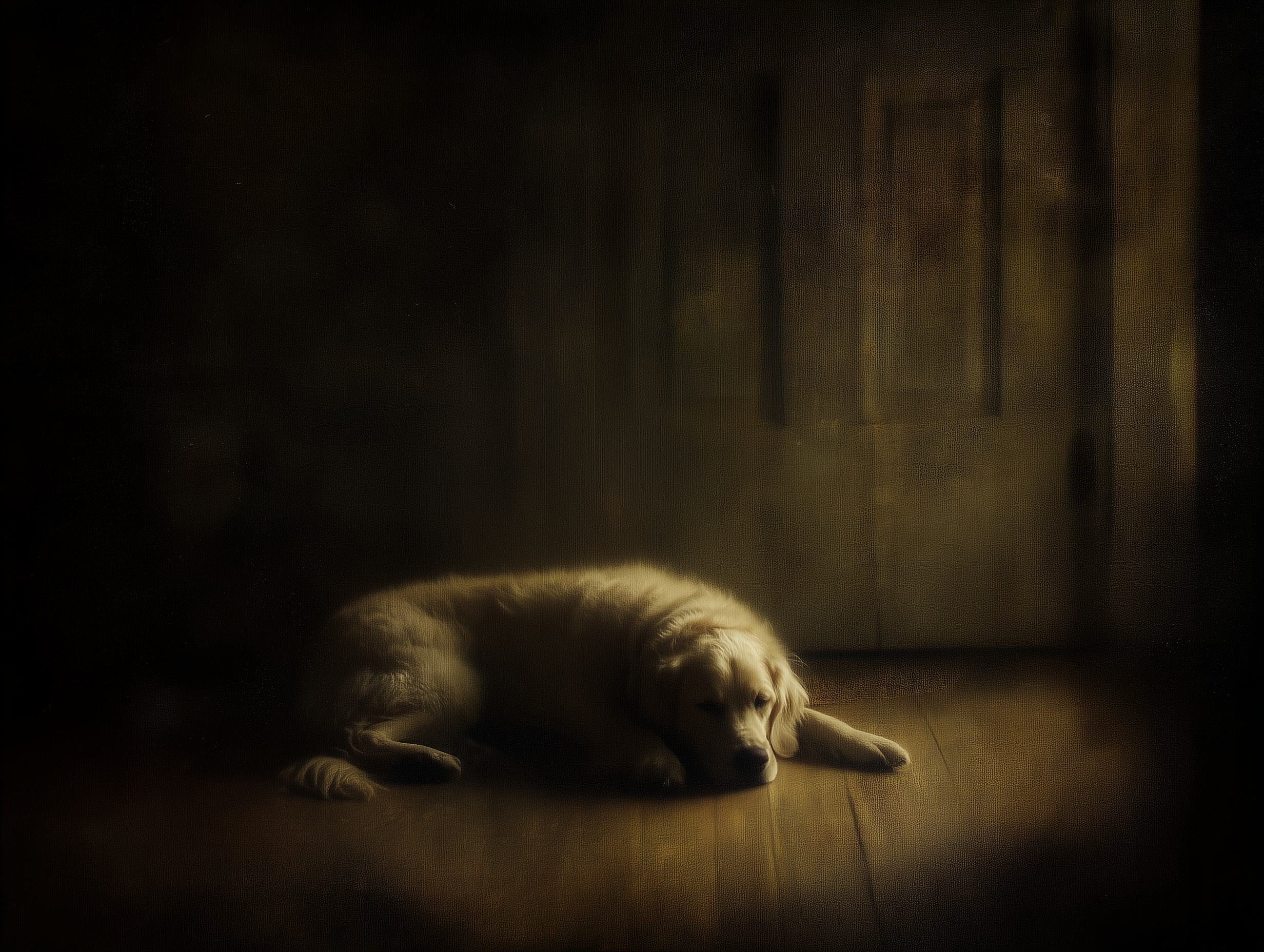 Artwork — golden retriever porch resting peaceful watercolor 01