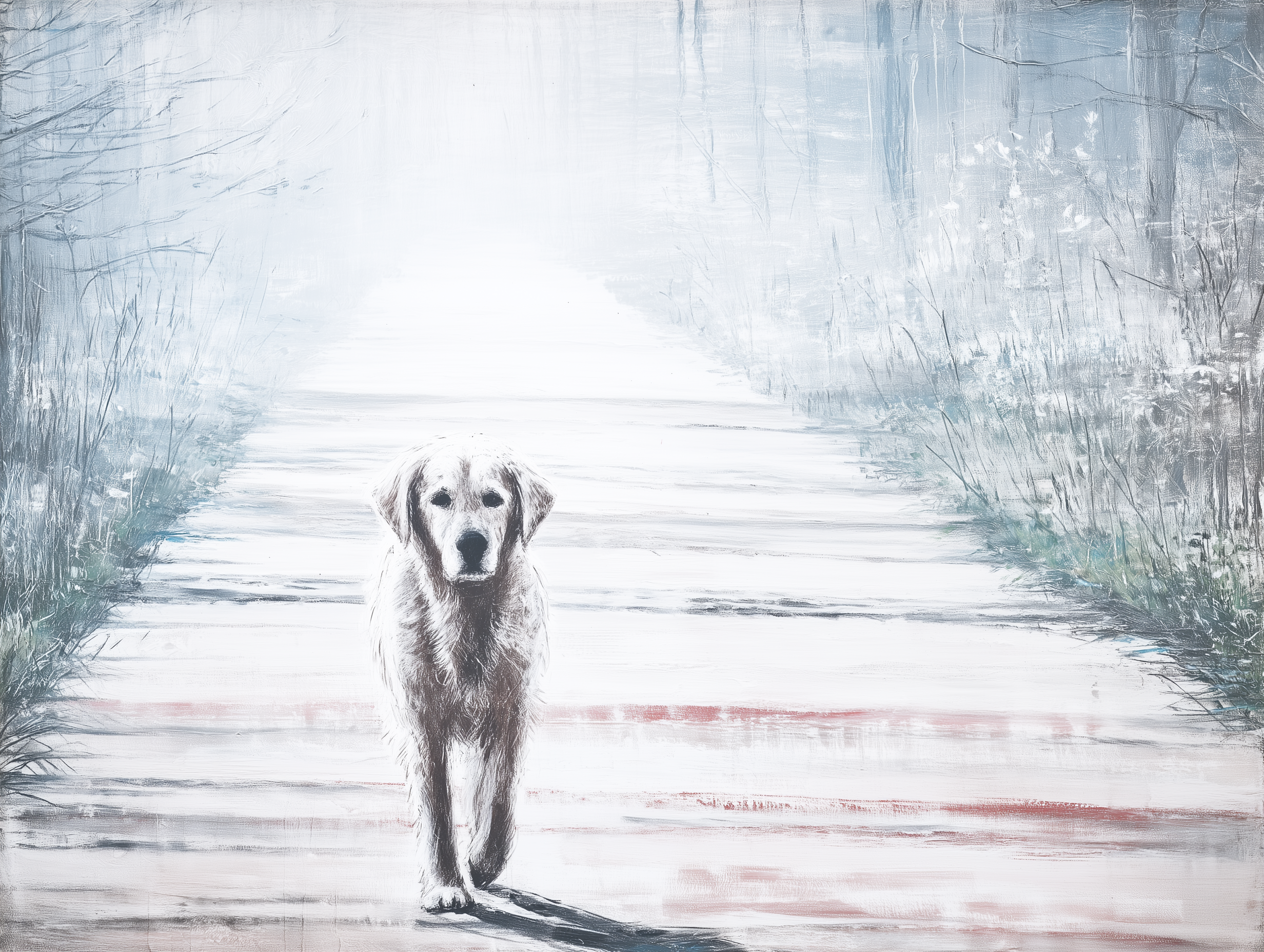 Artwork — golden retriever portrait contemplative watercolor 05