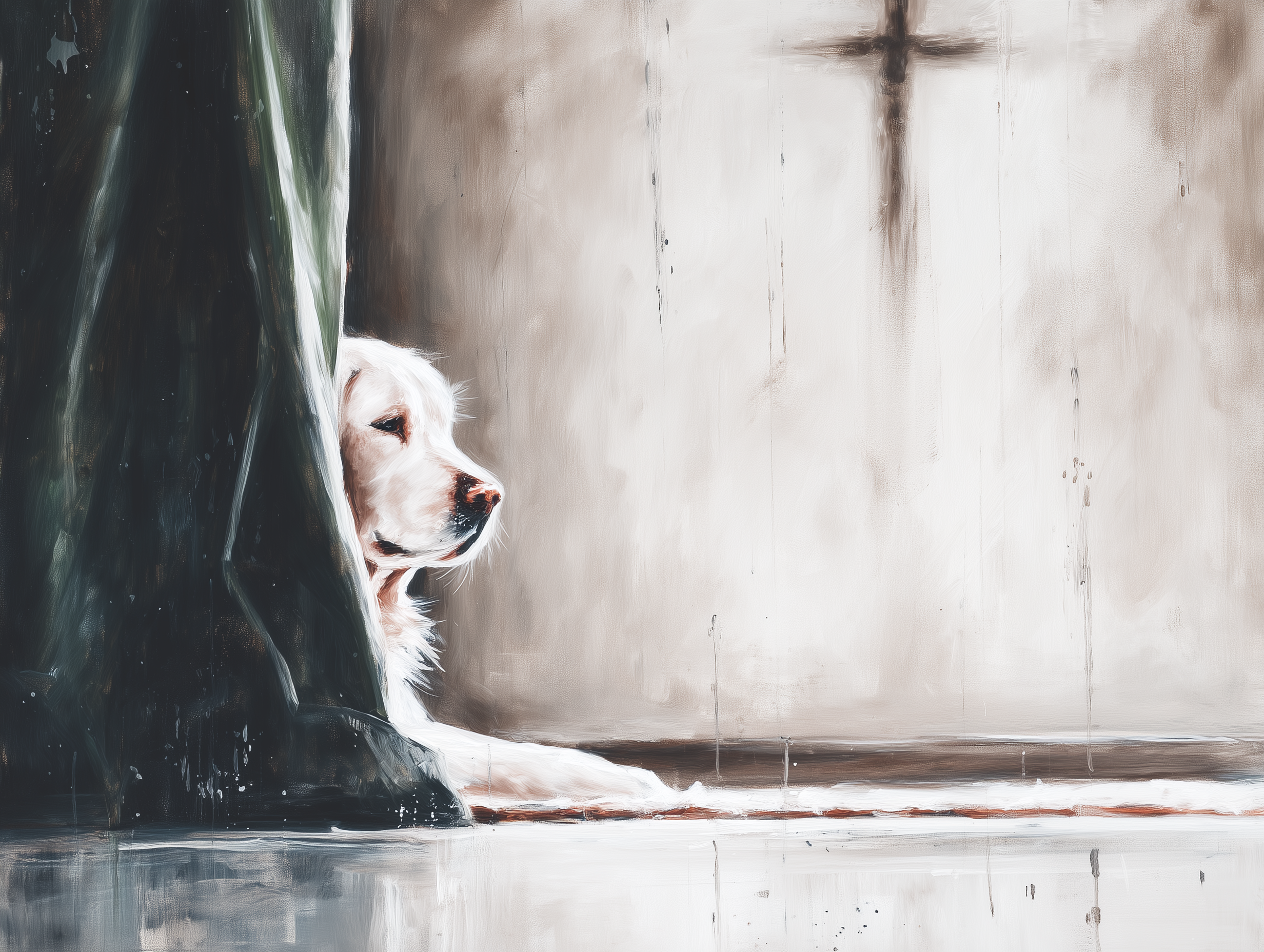 Artwork — golden retriever portrait delicate watercolor 01