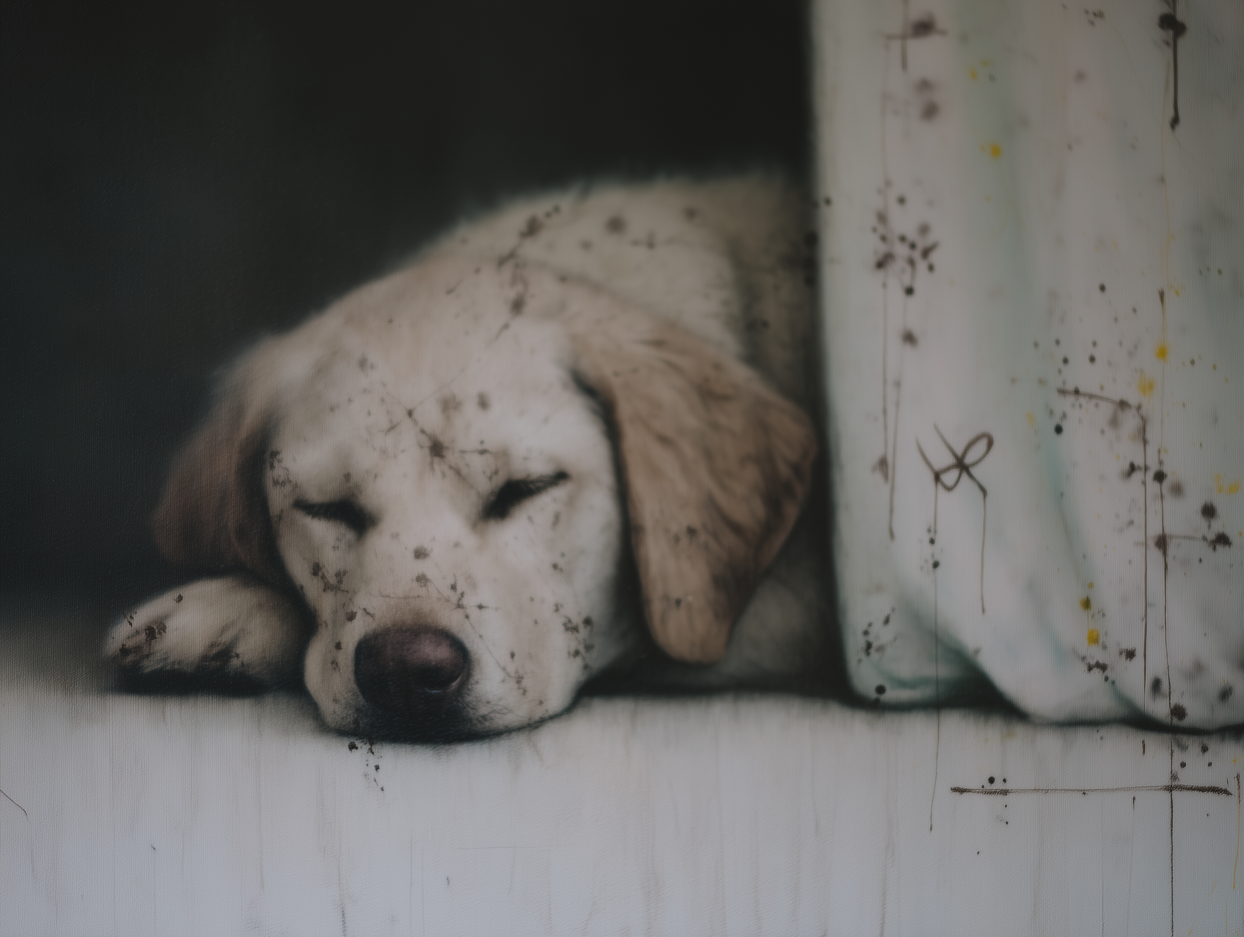 Artwork — golden retriever portrait delicate watercolor 02