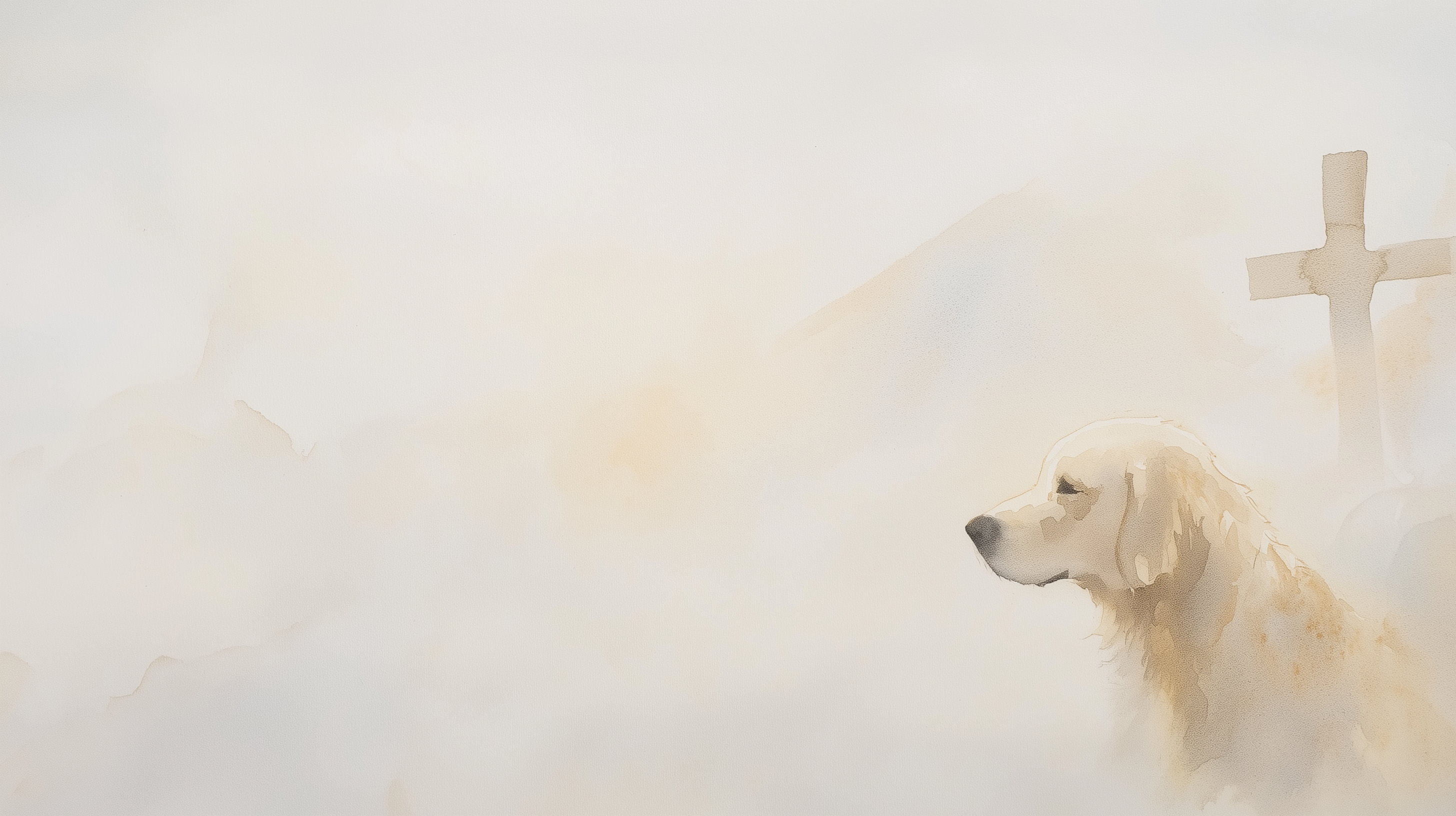 Artwork — golden retriever portrait dreamy minimalist watercolor 03