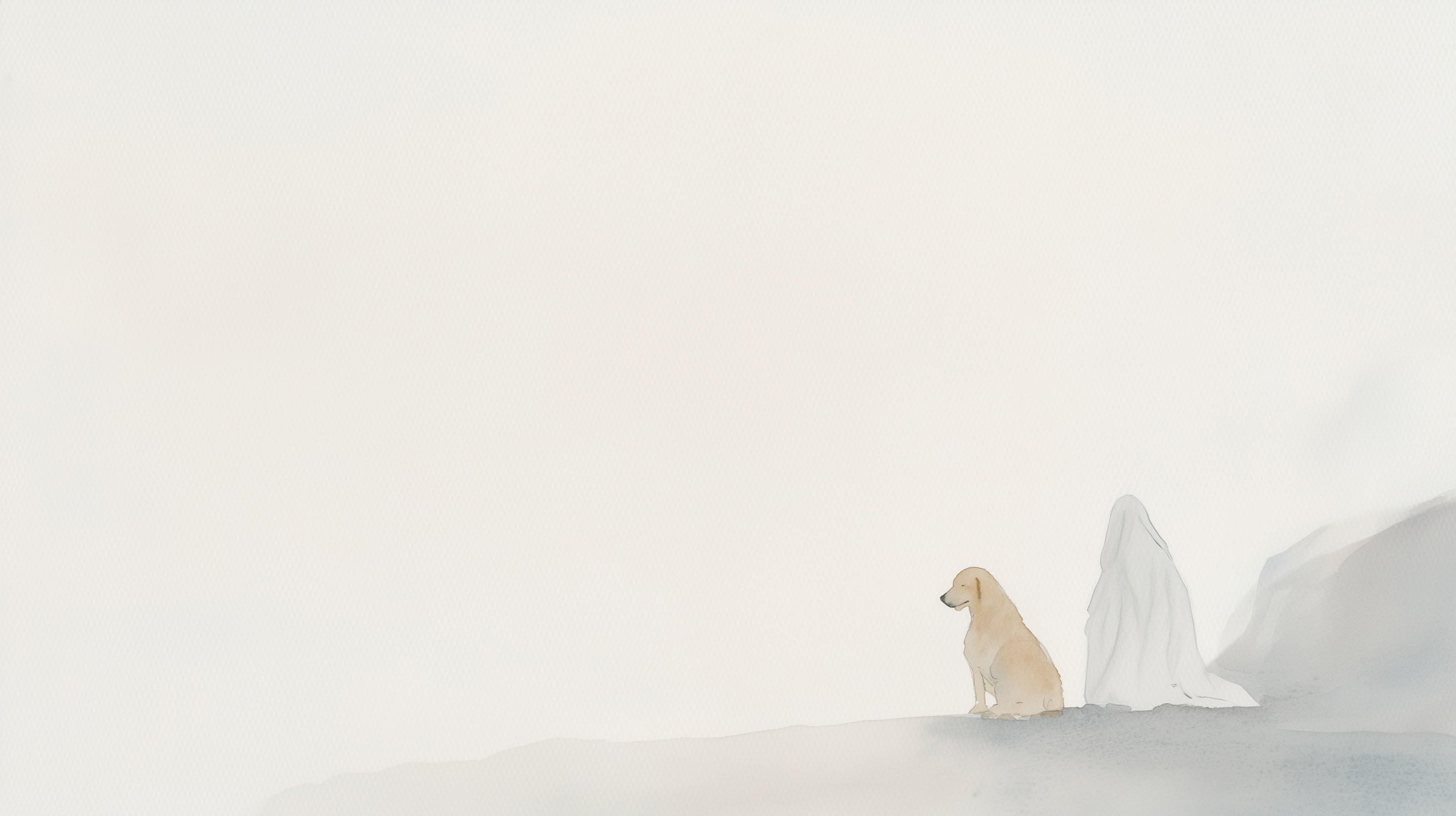 Artwork — golden retriever portrait dreamy minimalist watercolor 05