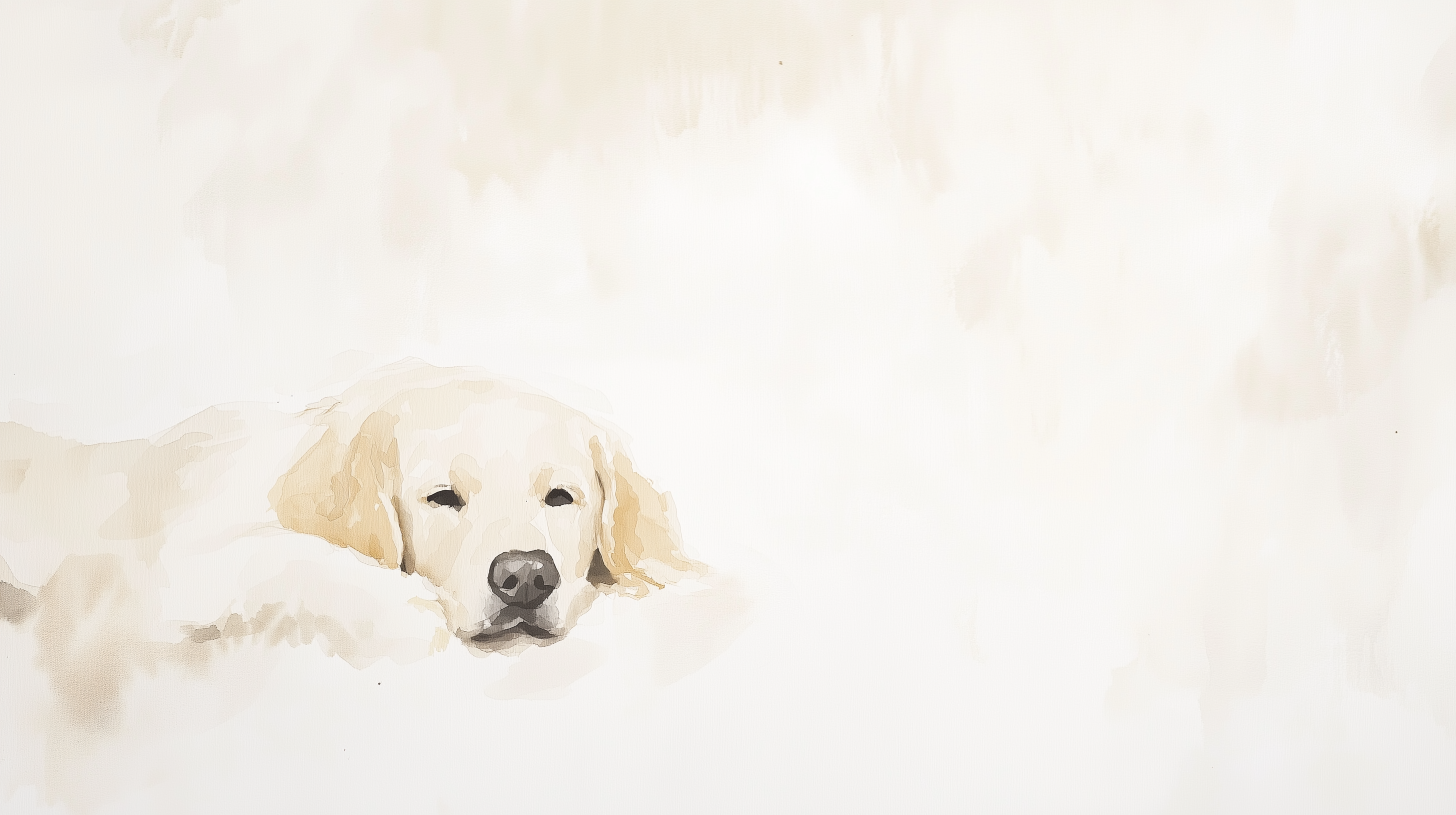 Artwork — golden retriever portrait dreamy minimalist watercolor 09