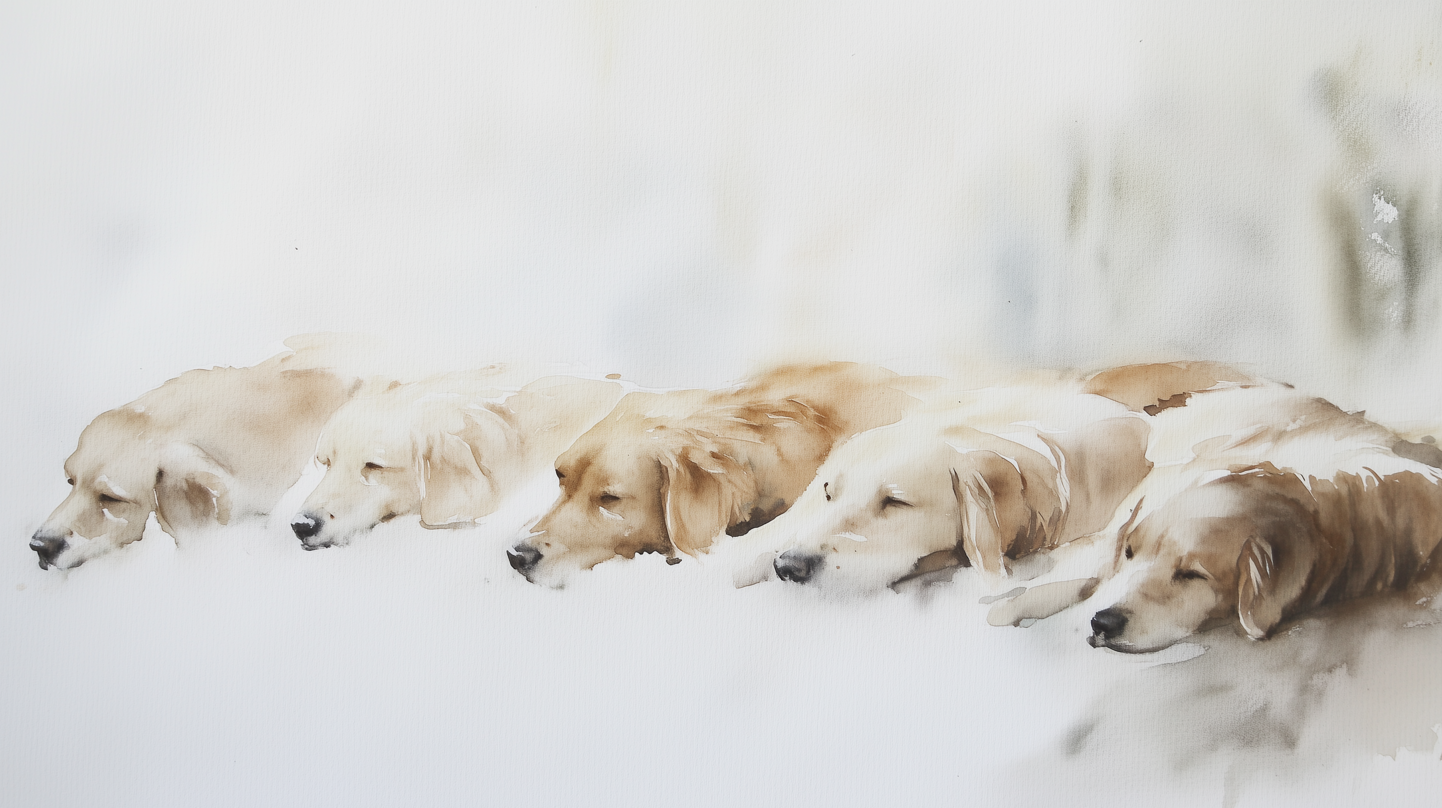 Artwork — golden retriever portrait ethereal minimalist watercolor 02