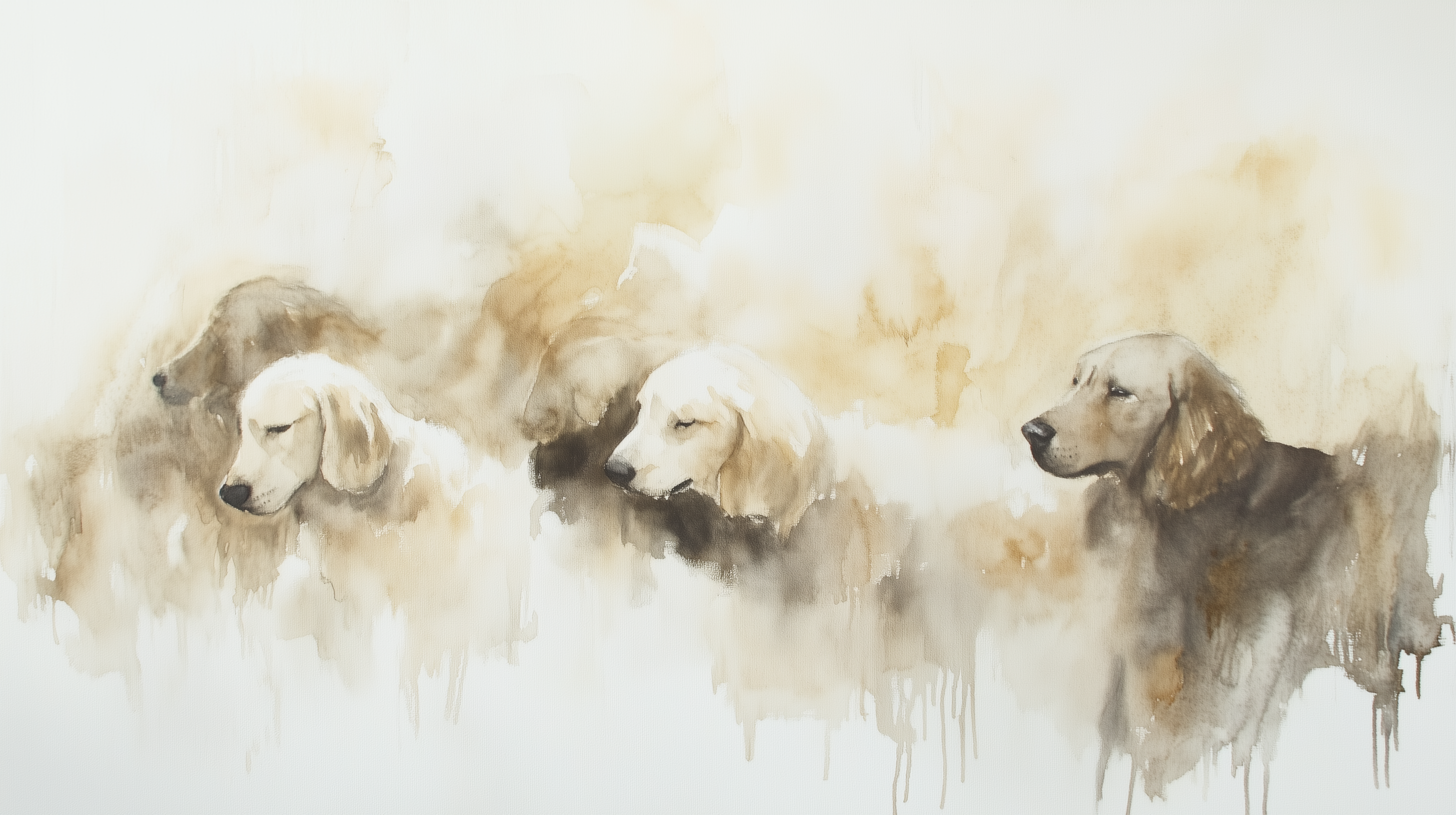 Artwork — golden retriever portrait ethereal minimalist watercolor 03