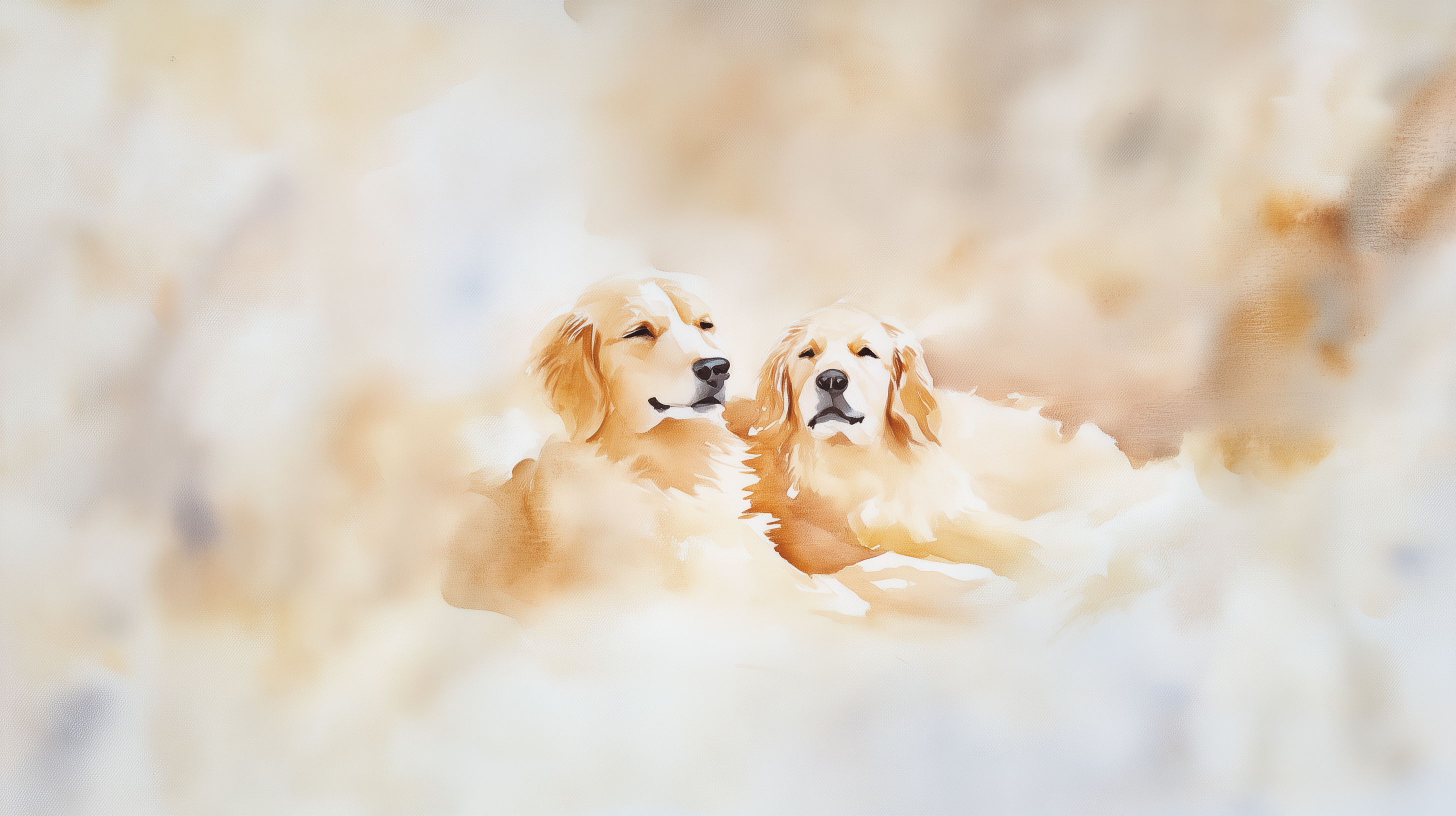 Artwork — golden retriever portrait ethereal minimalist watercolor 04