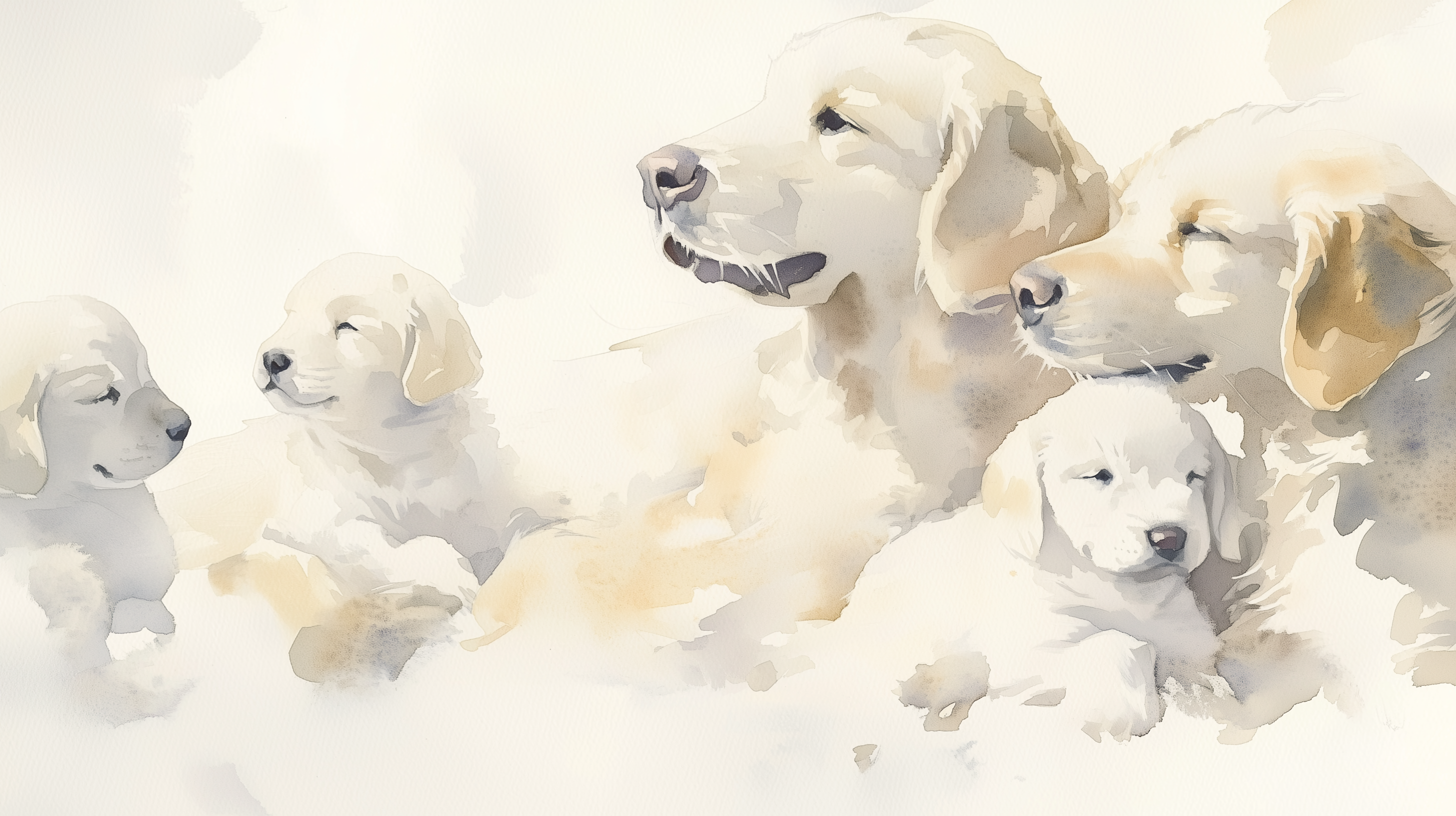Artwork — golden retriever portrait ethereal minimalist watercolor 05