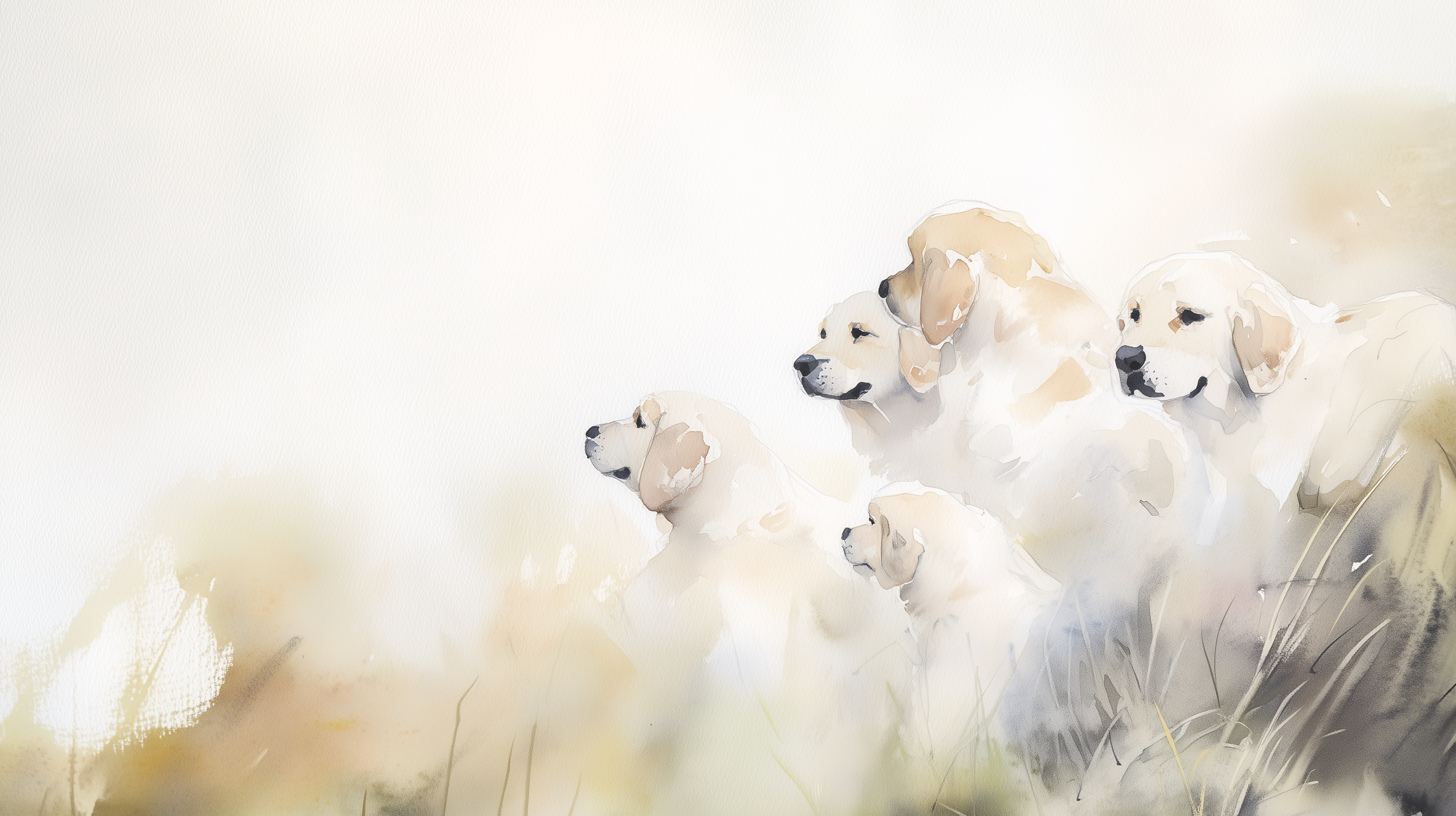Artwork — golden retriever portrait ethereal minimalist watercolor 06