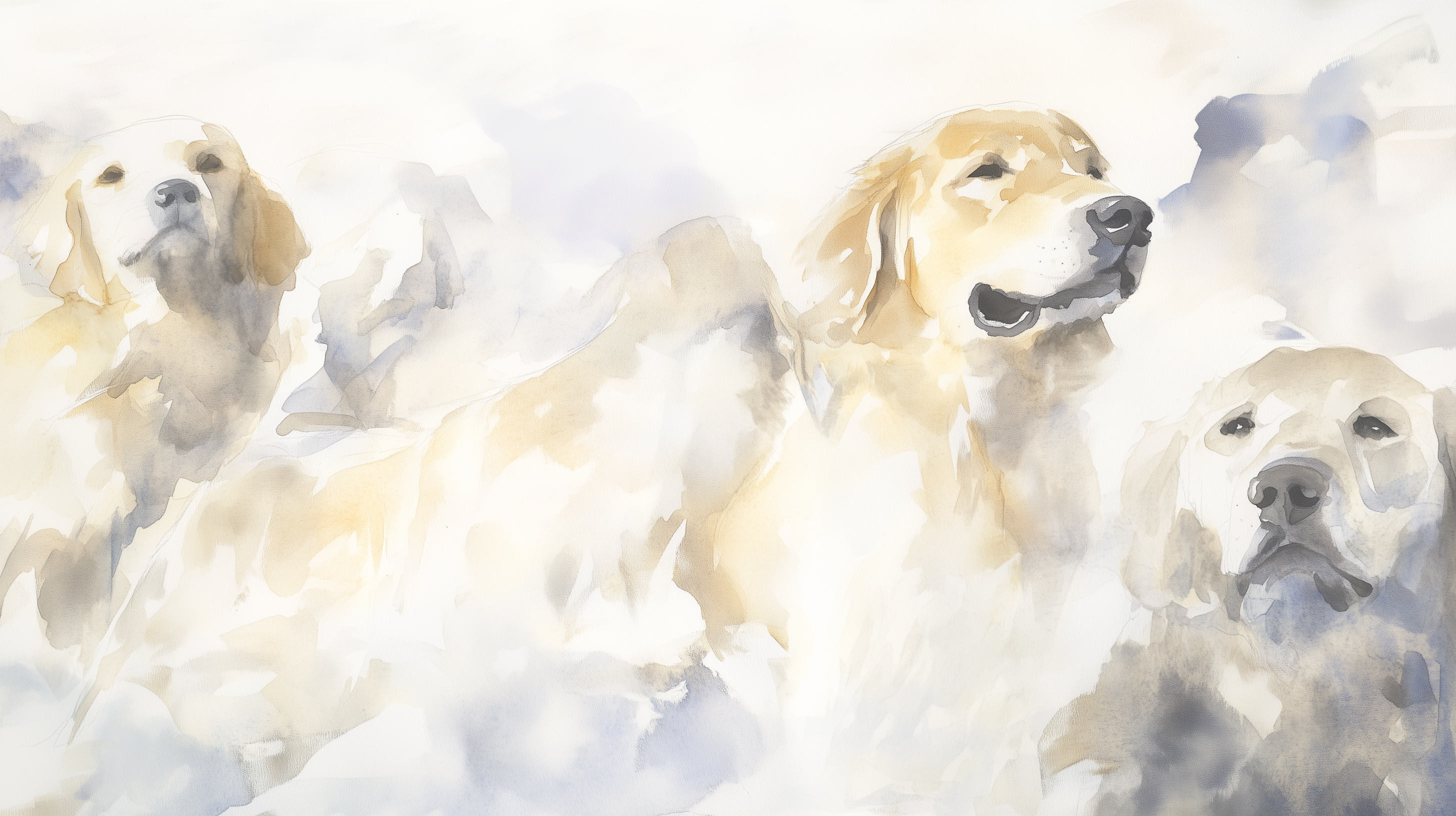 Artwork — golden retriever portrait ethereal minimalist watercolor 08