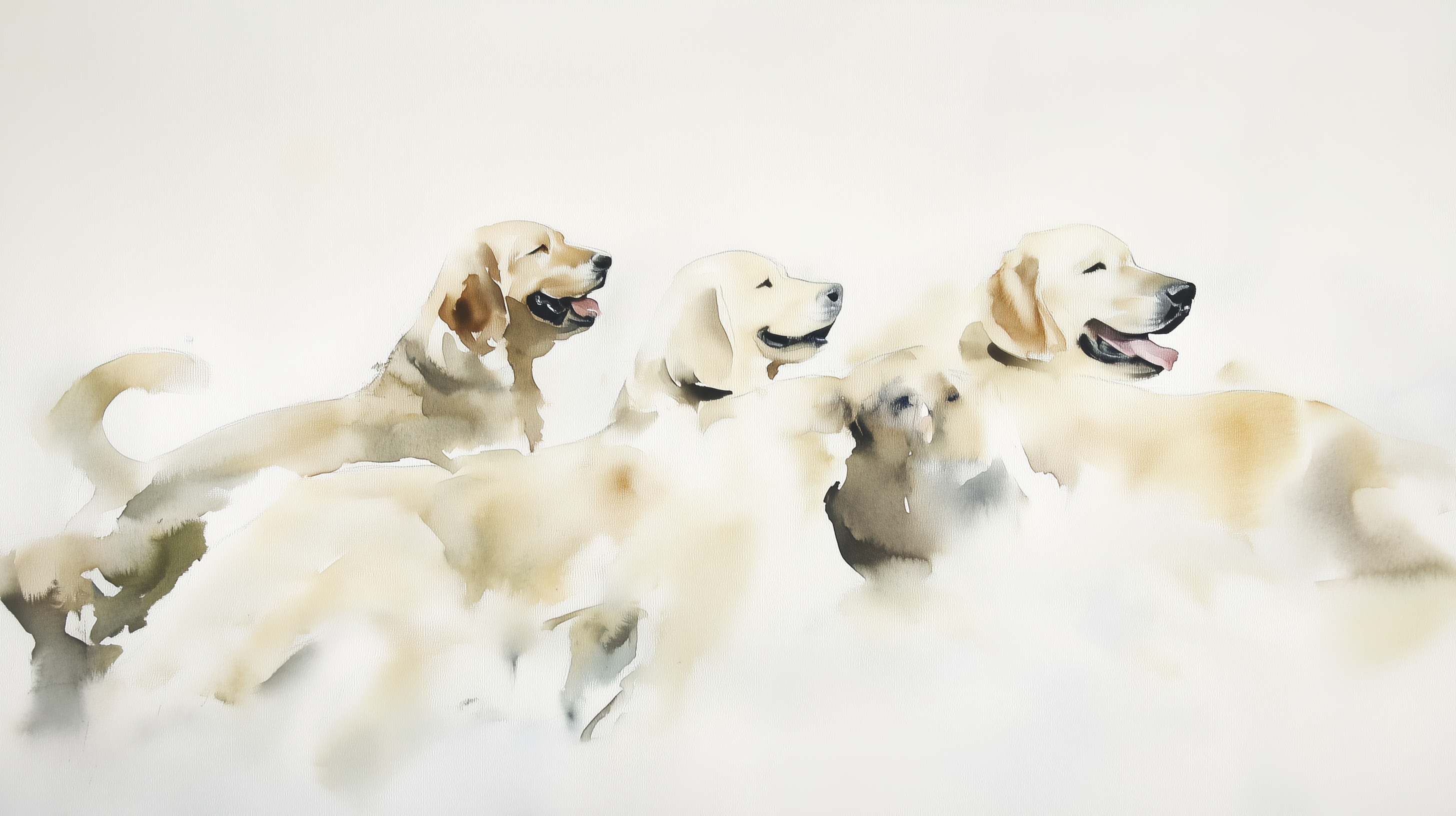 Artwork — golden retriever portrait ethereal minimalist watercolor 09