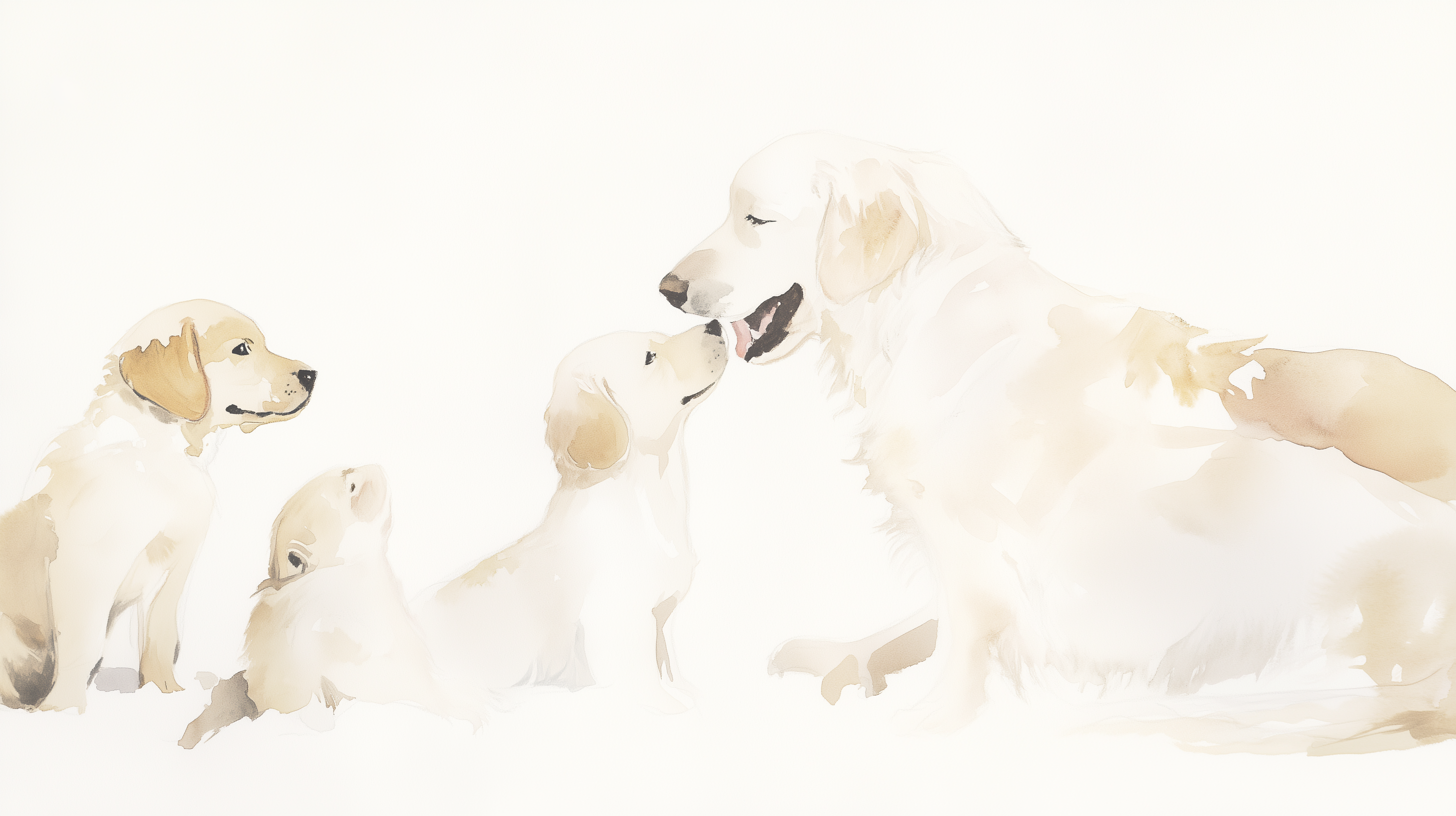 Artwork — golden retriever portrait ethereal minimalist watercolor 11