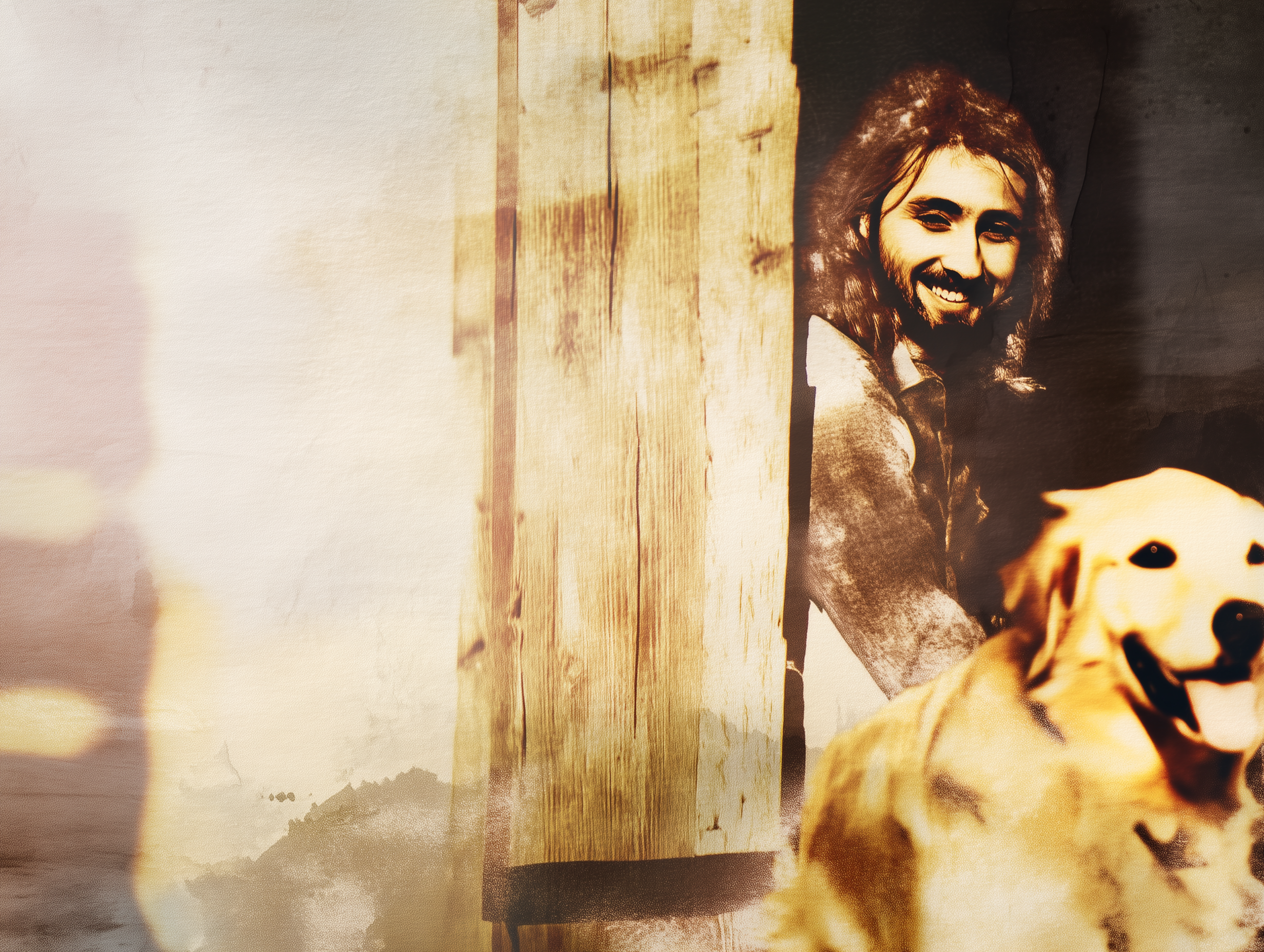 Artwork — golden retriever portrait expressive loose watercolor 01