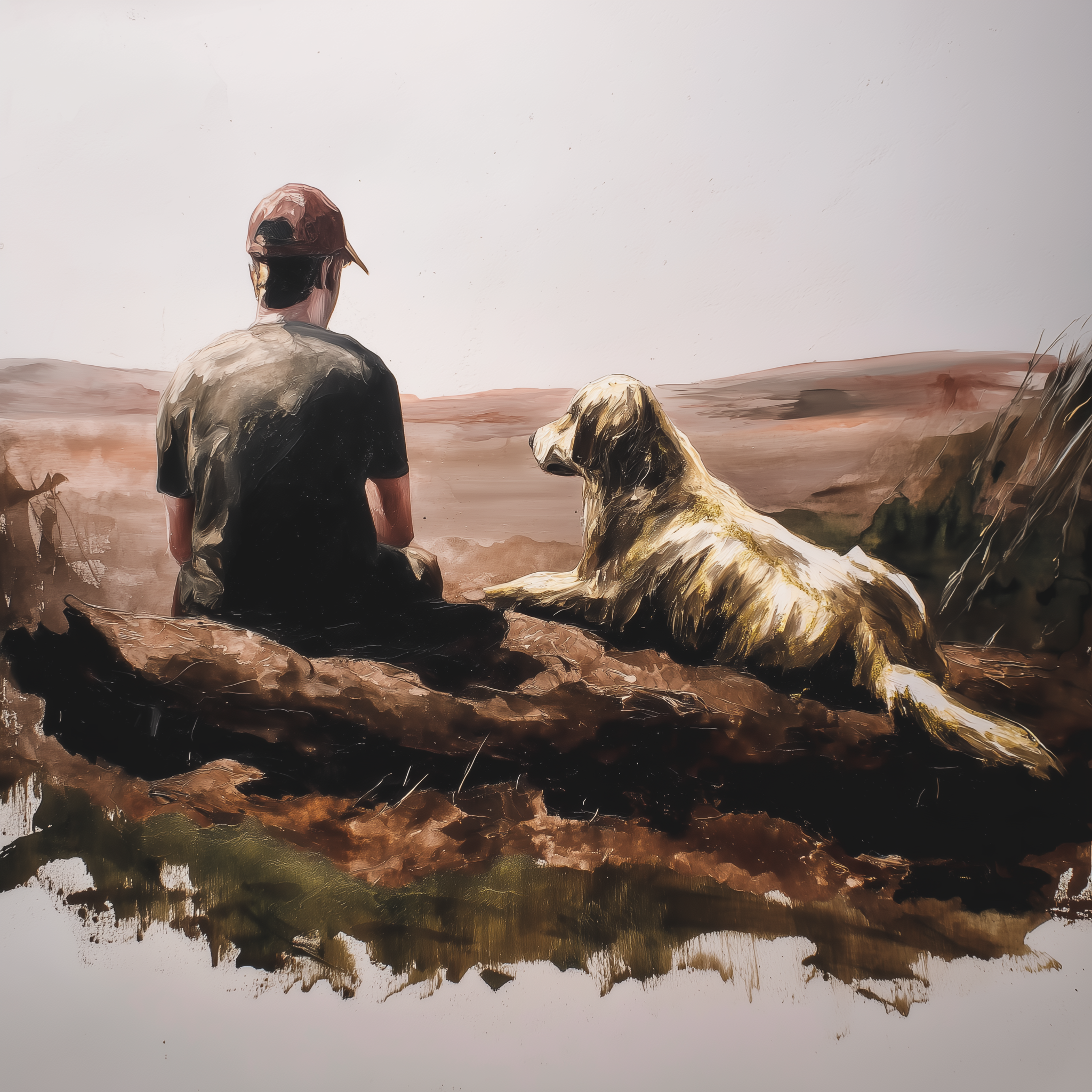Artwork — golden retriever portrait gentle scene watercolor 01