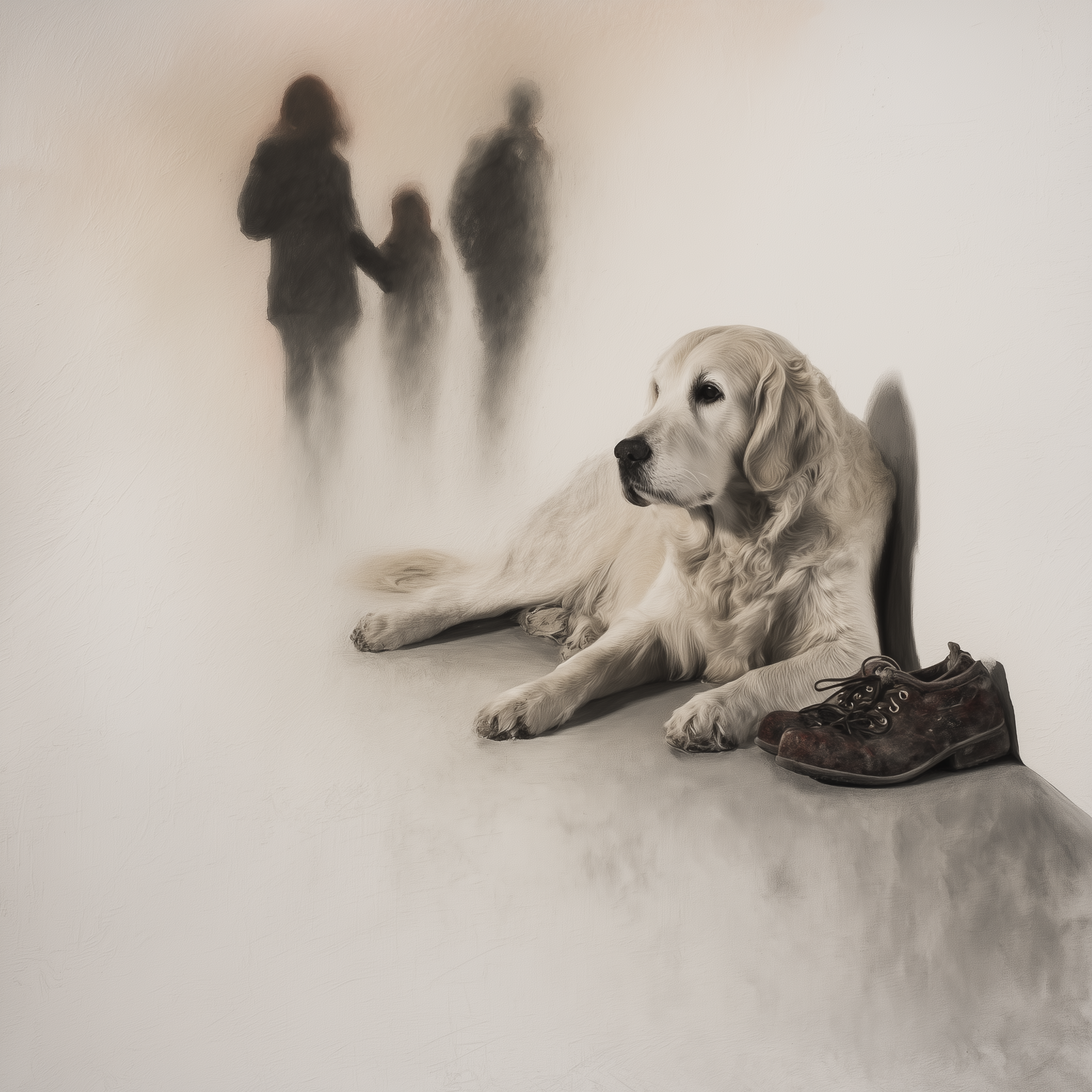 Artwork — golden retriever portrait gentle watercolor 01