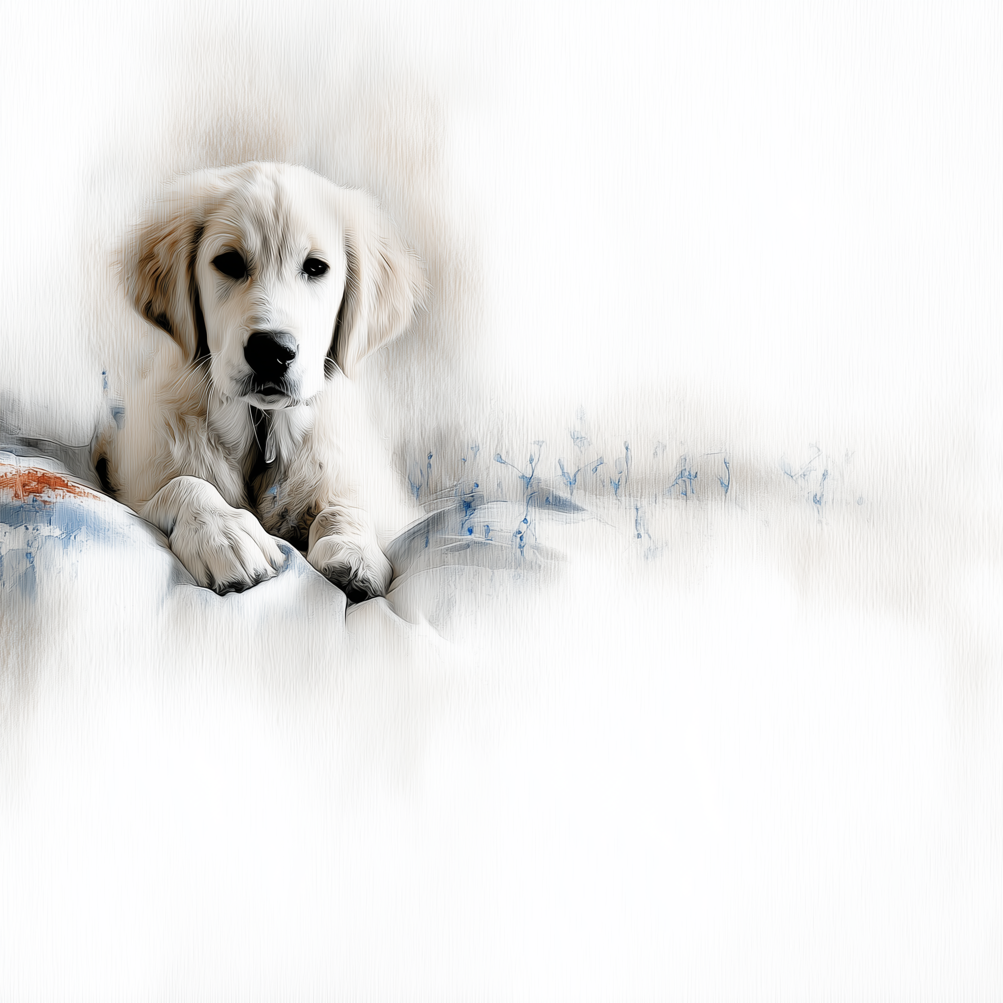 Artwork — golden retriever portrait gentle watercolor 02