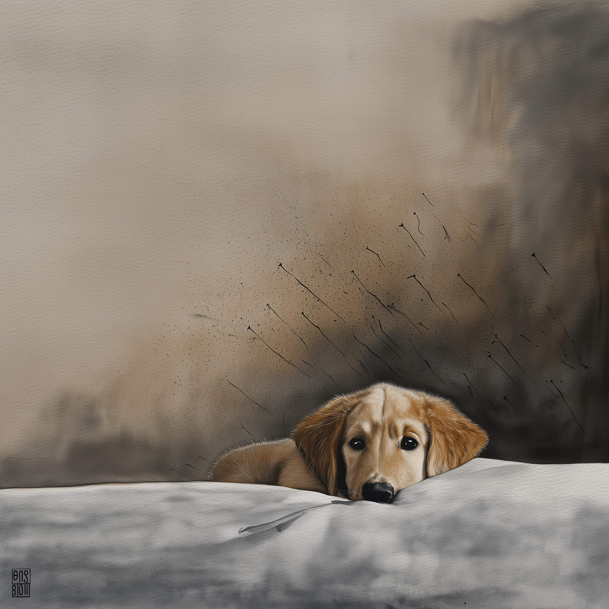 Artwork — golden retriever portrait gentle watercolor 03