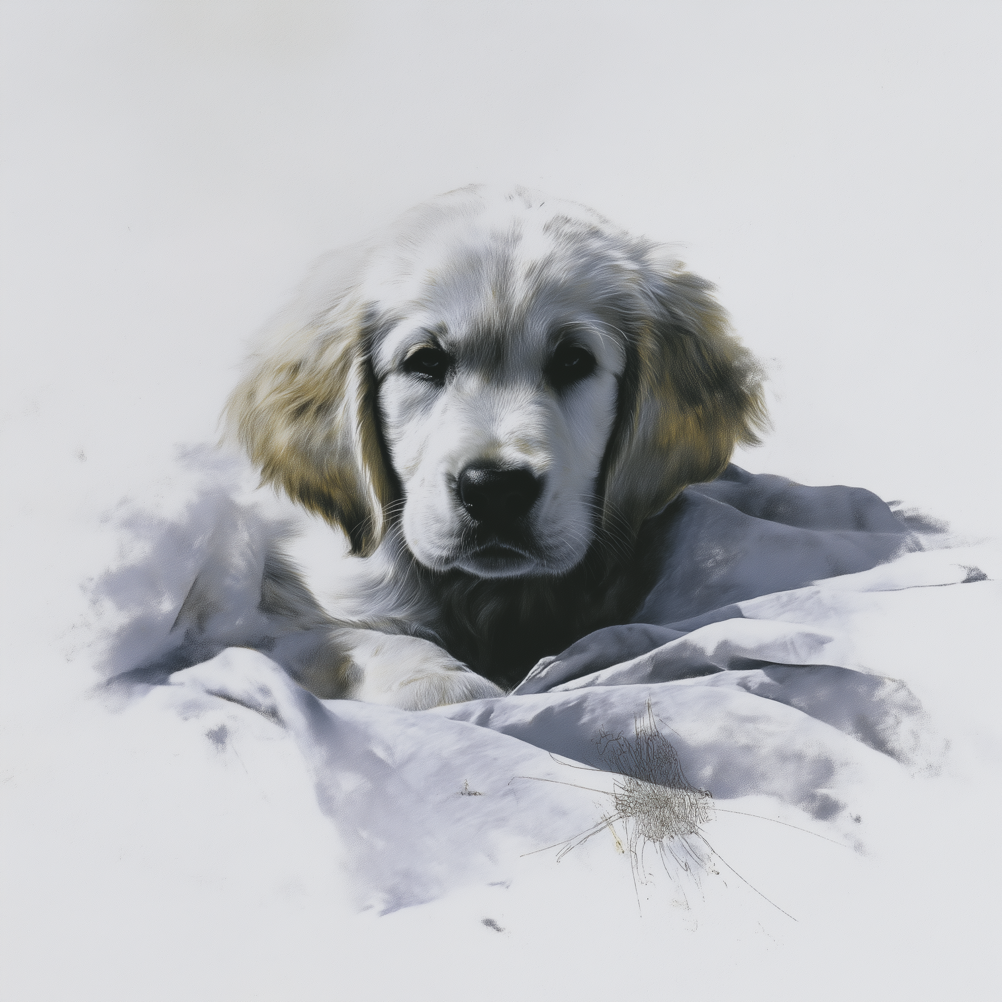 Artwork — golden retriever portrait gentle watercolor 04
