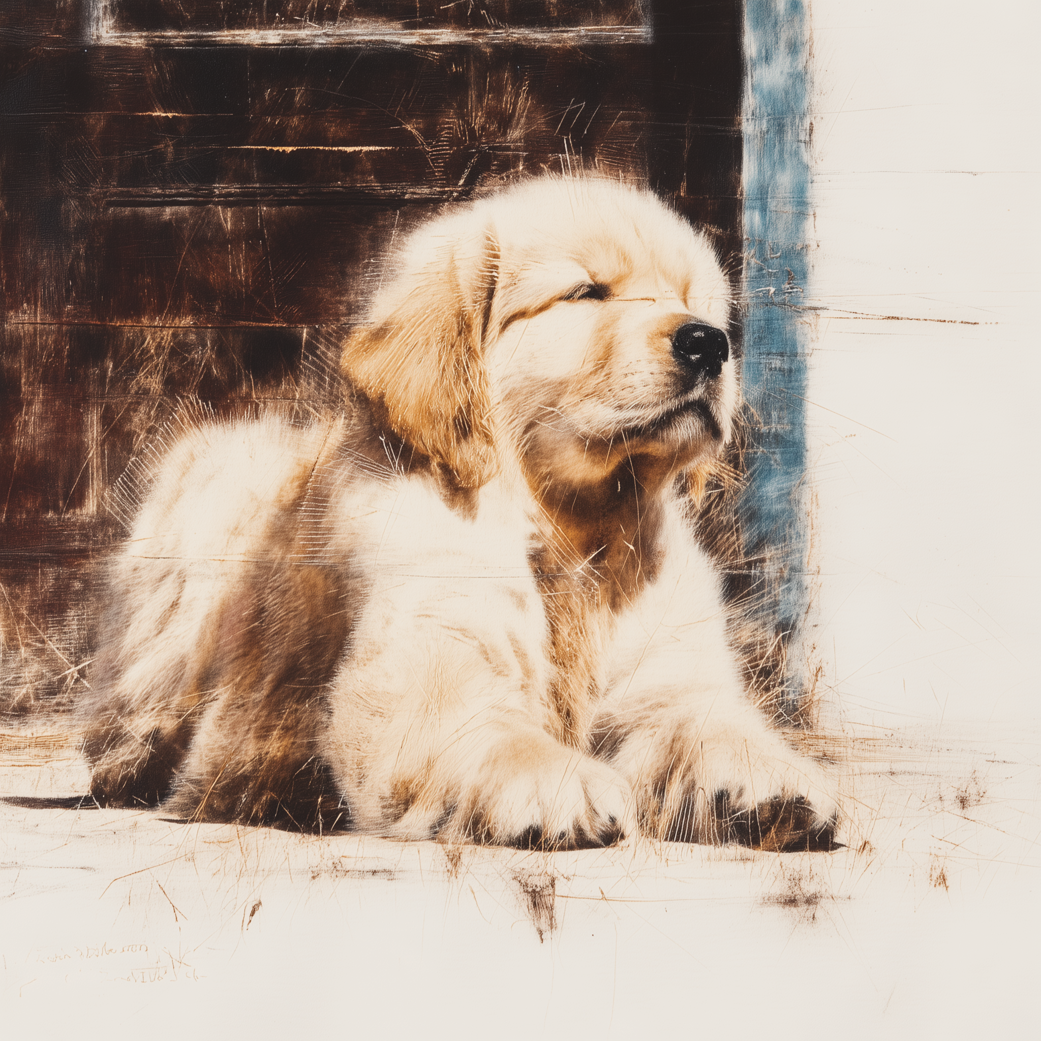 Artwork — golden retriever portrait gentle watercolor 05