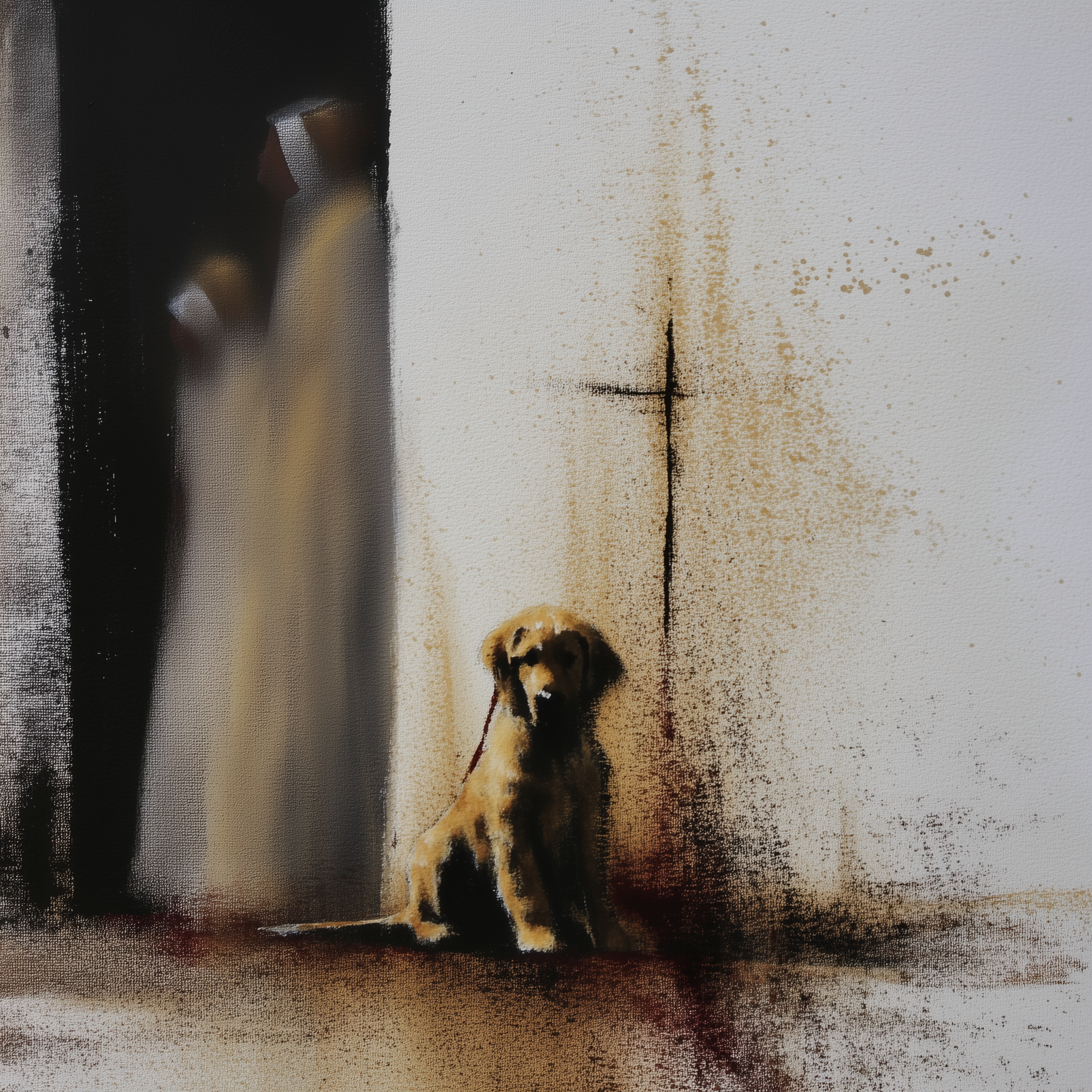 Artwork — golden retriever portrait gentle watercolor 07