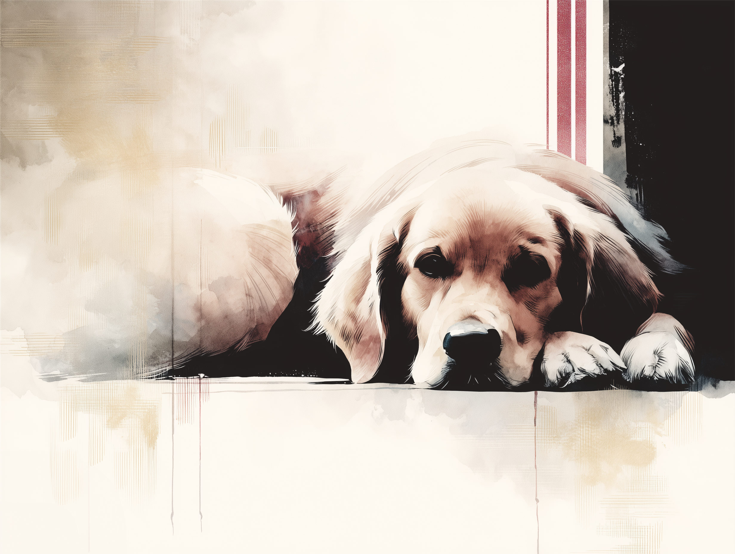 Artwork — golden retriever portrait gentle watercolor 11
