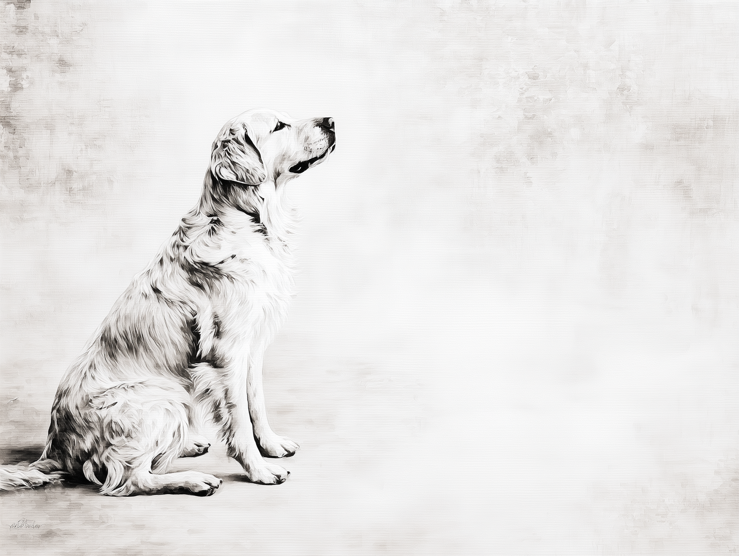 Artwork — golden retriever portrait gentle watercolor 13