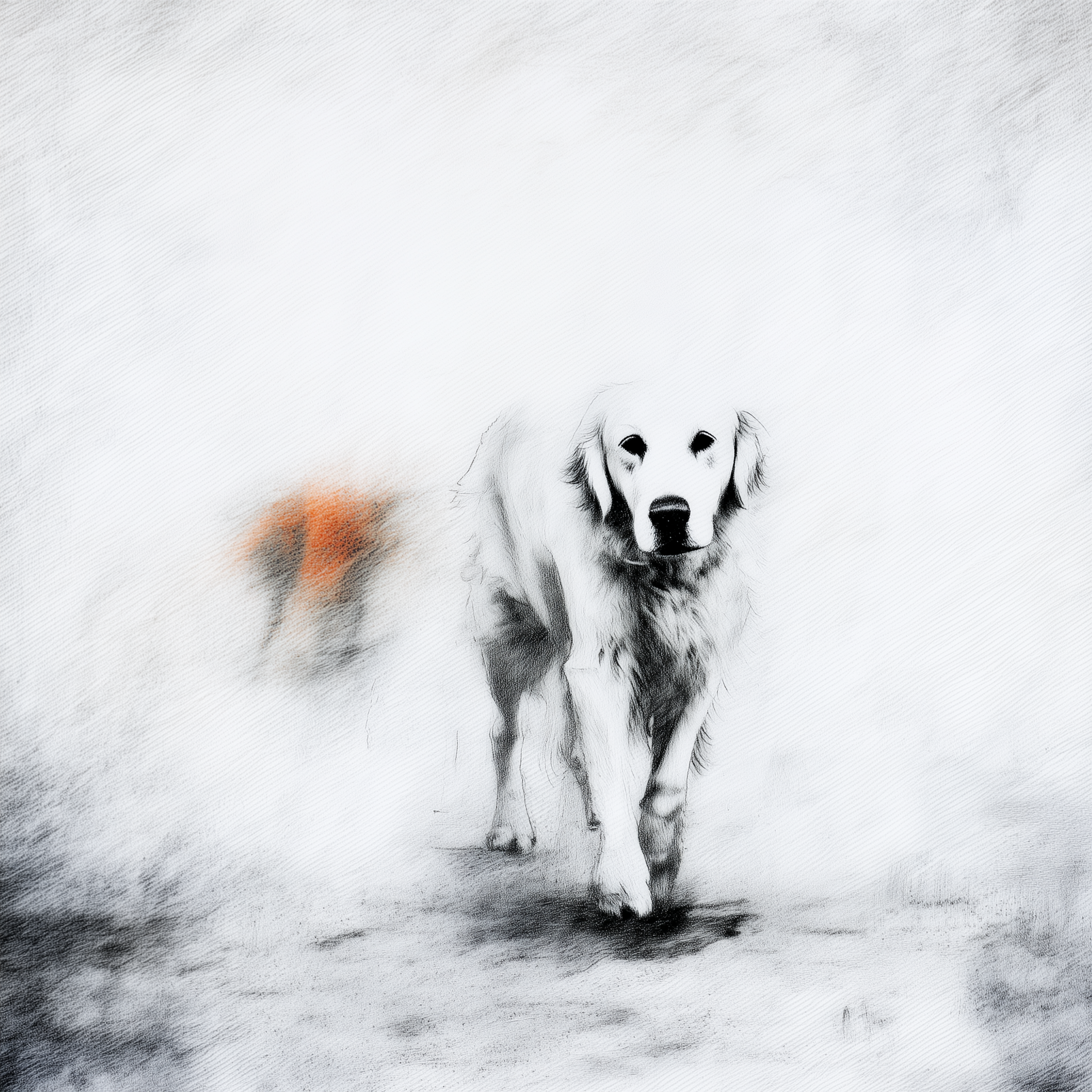 Artwork — golden retriever portrait introspective watercolor 01