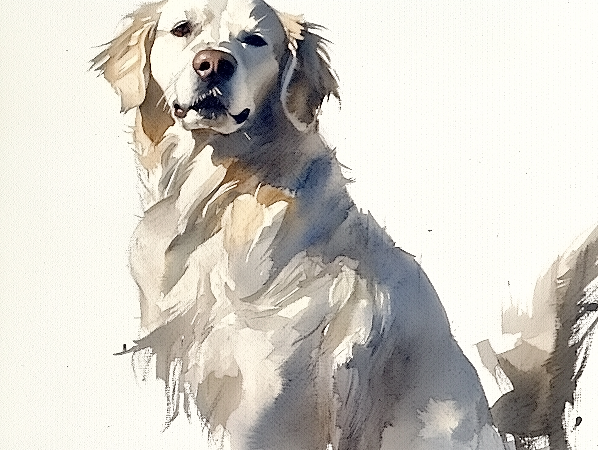 Artwork — golden retriever portrait minimalist watercolor 01
