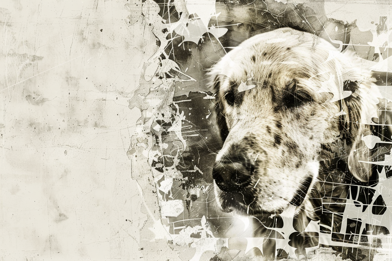 Artwork — golden retriever portrait muted ink wash 04