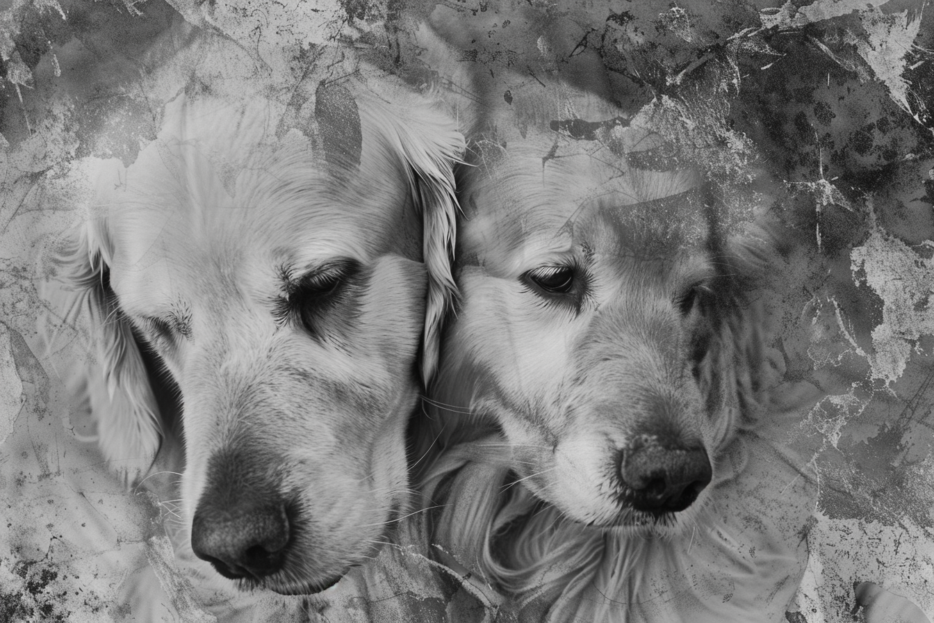 Artwork — golden retriever portrait muted ink wash 07