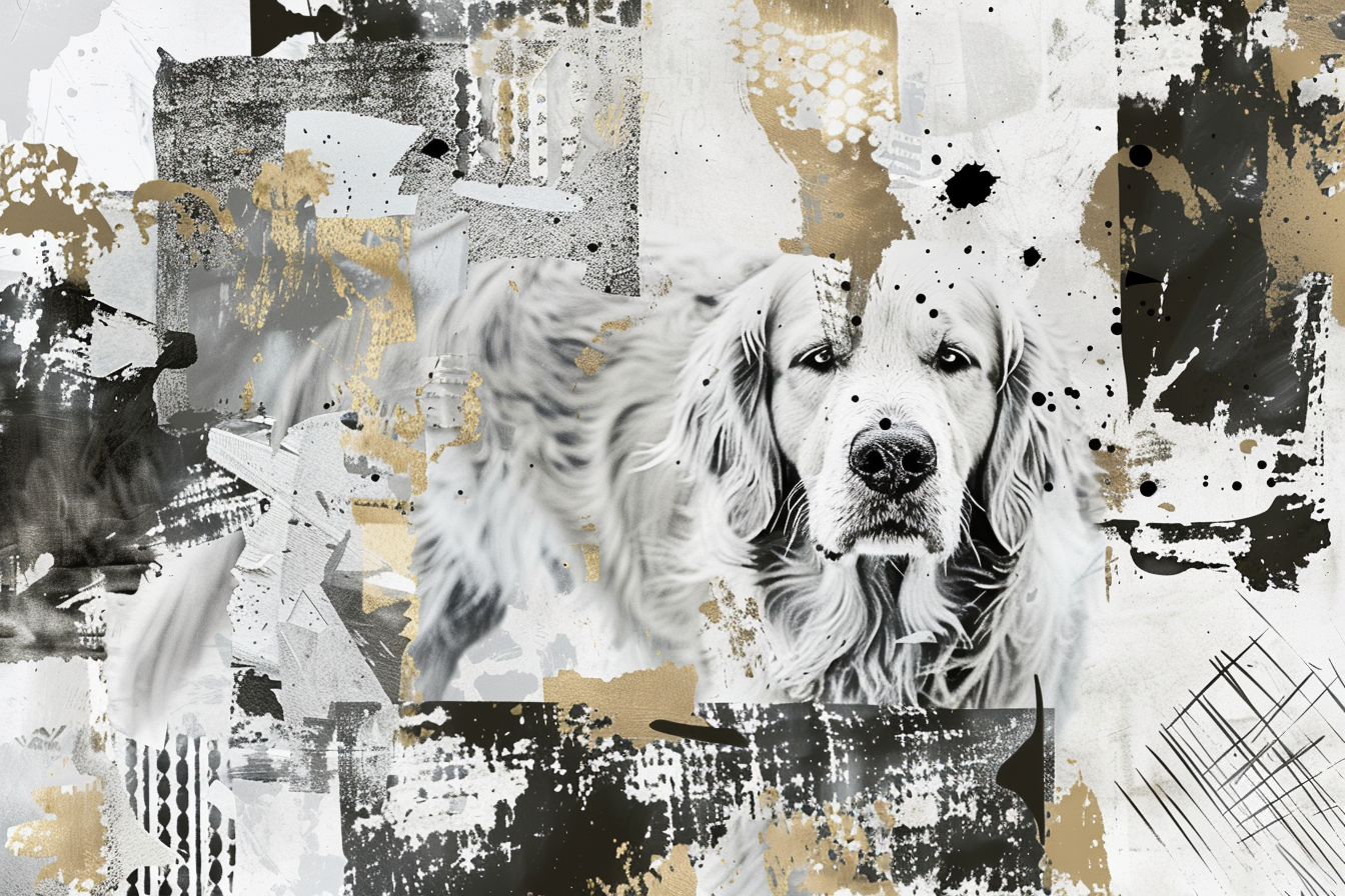 Artwork — golden retriever portrait muted ink wash 13
