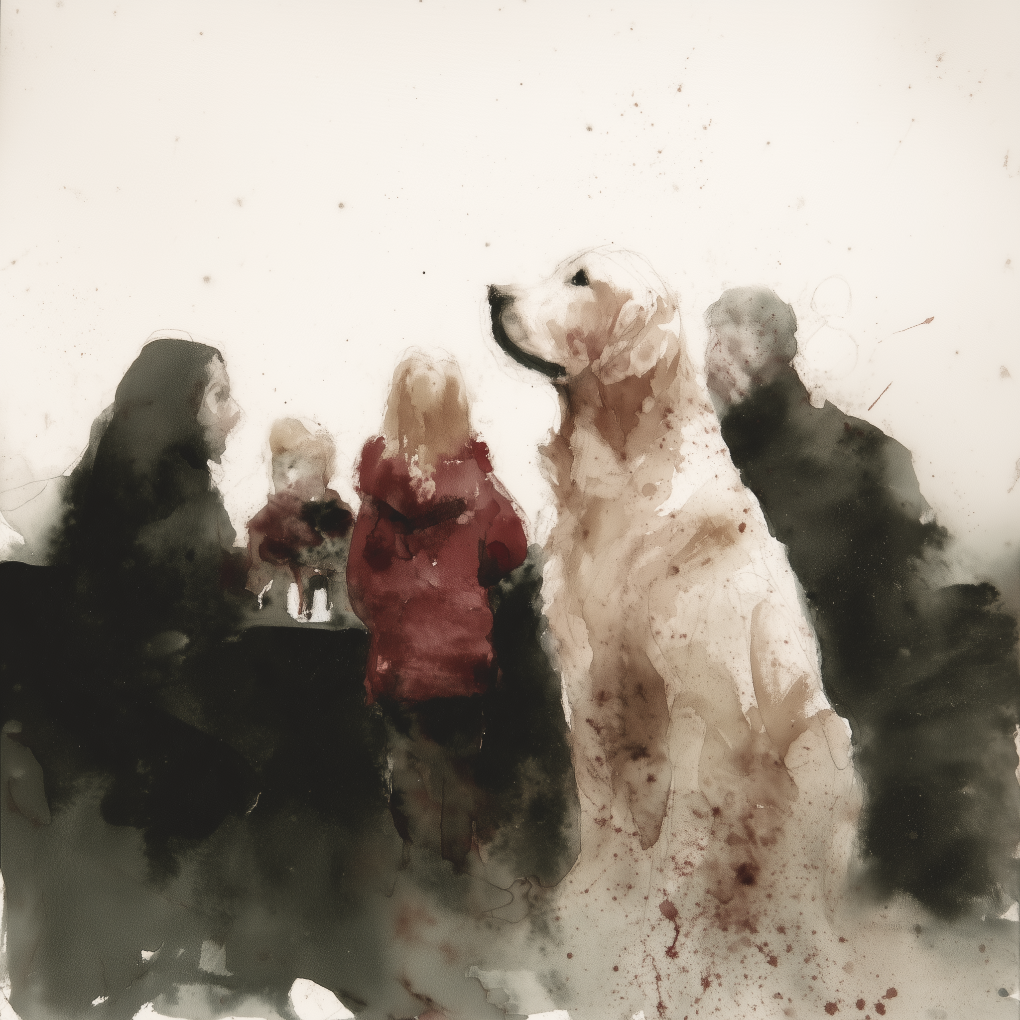 Artwork — golden retriever portrait nuanced watercolor 01