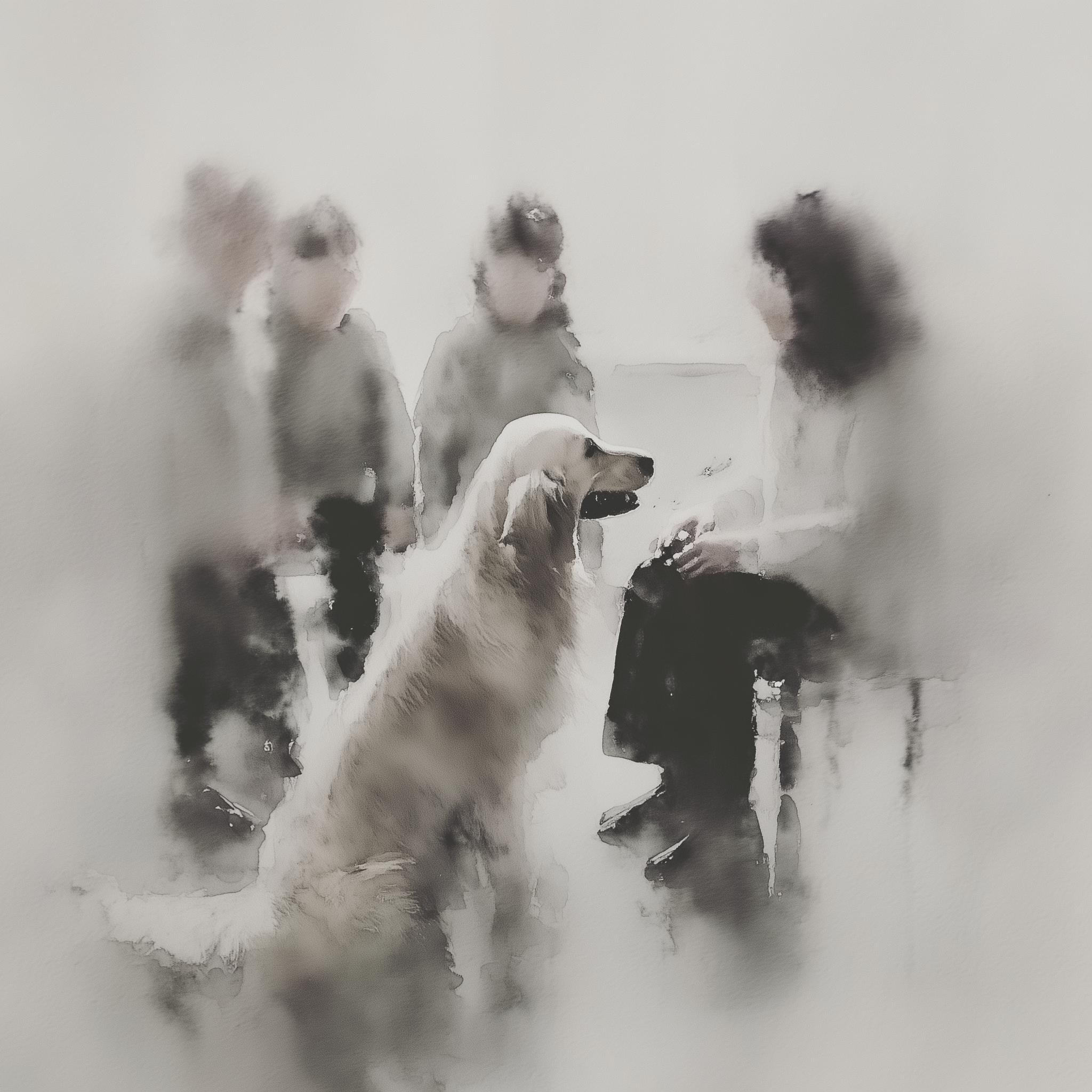 Artwork — golden retriever portrait nuanced watercolor 03