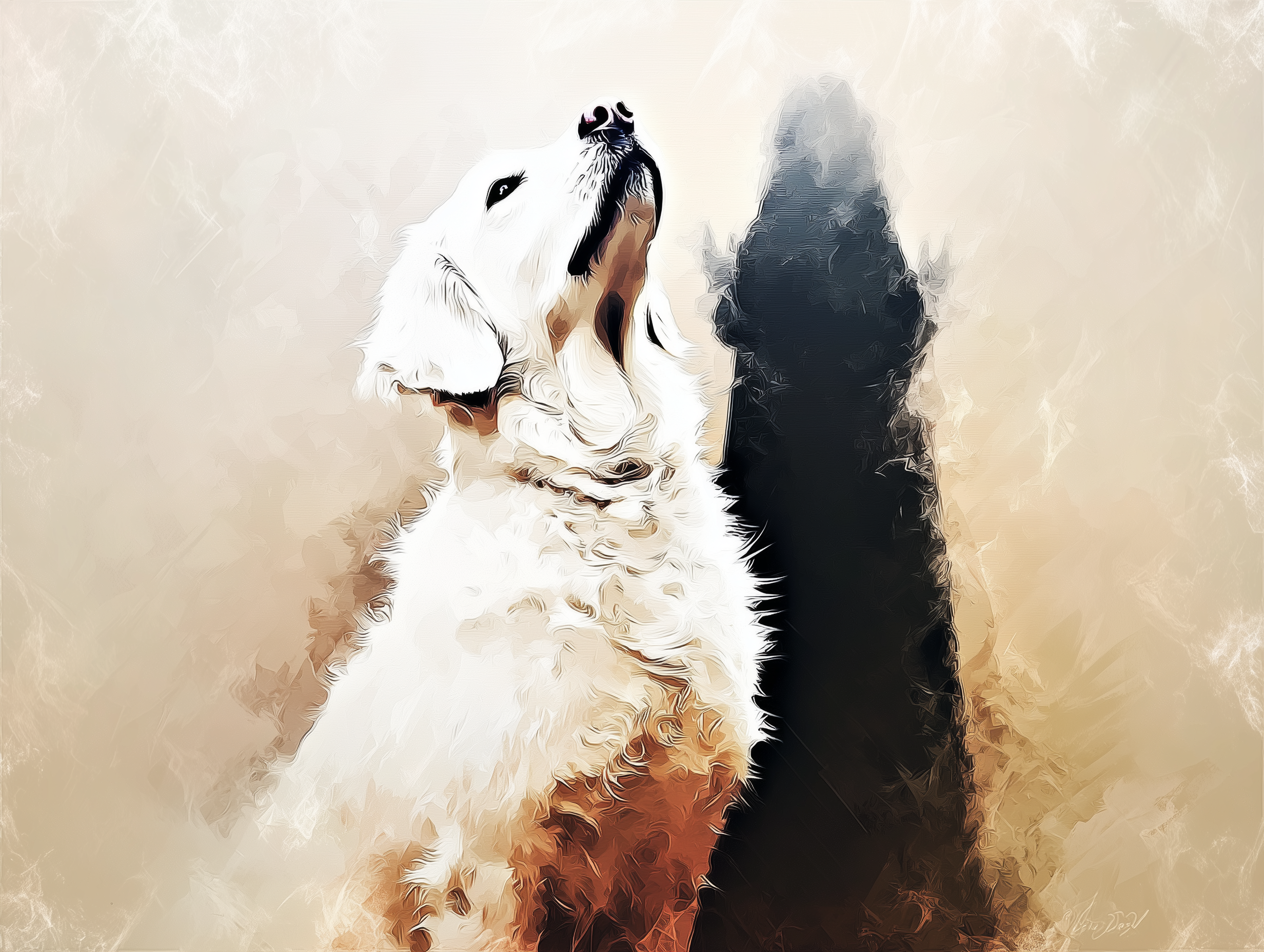 Artwork — golden retriever portrait peaceful muted watercolor 01